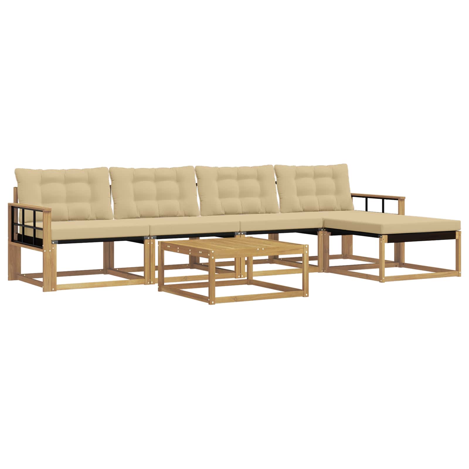 Σειρά Καναπέ Εξωτερικού 6 pcs Λευκό και Μπεζ 79 x 79 x 37 εκ - Pakobazaar