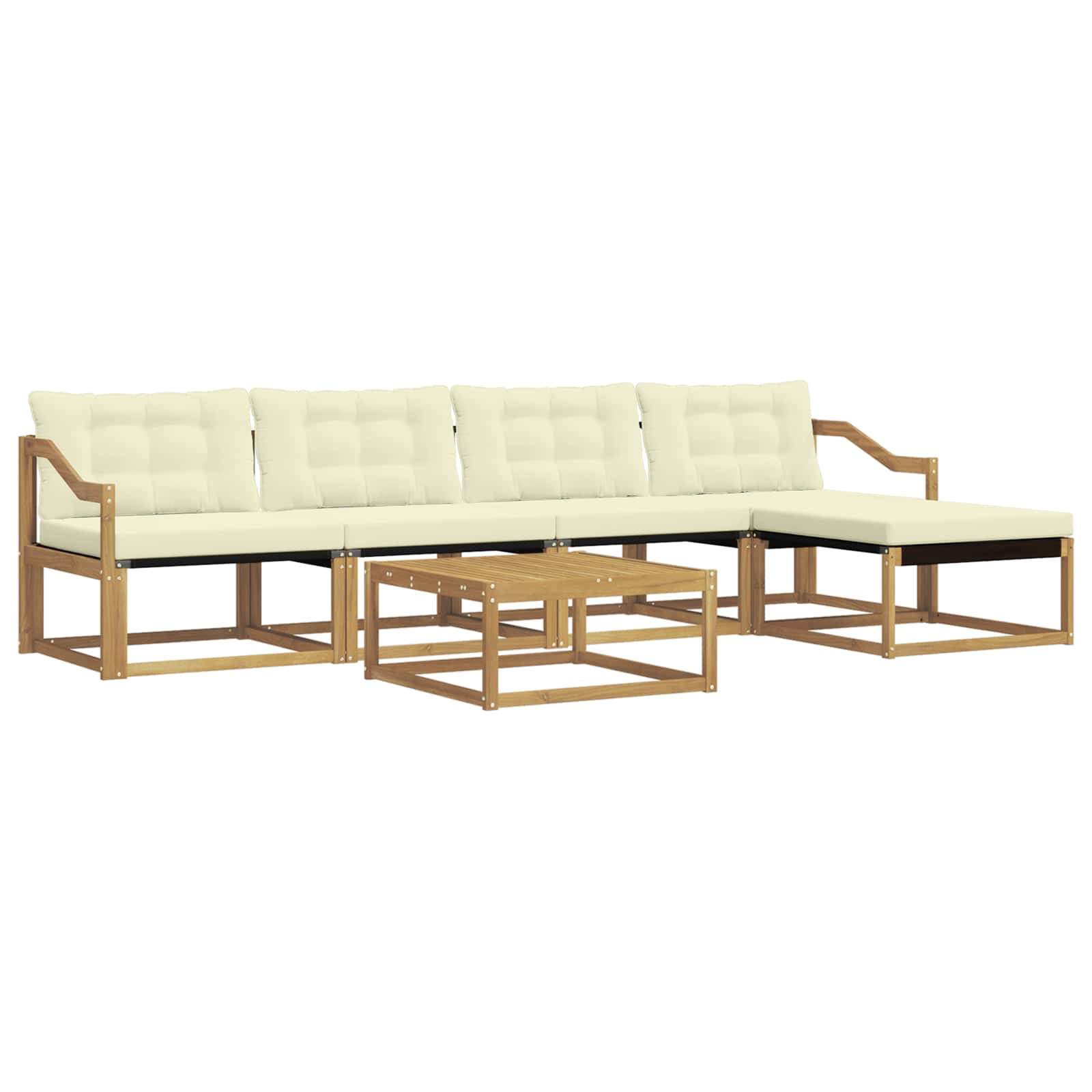 Σειρά Καναπέ Εξωτερικού 6 pcs Λευκό και Κρεμ 79 x 79 x 37 εκ - Pakobazaar