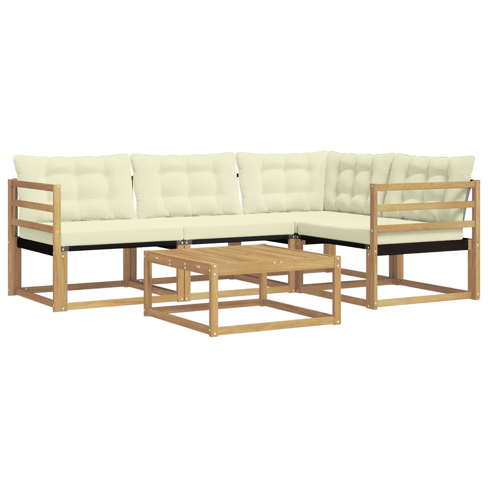 Σειρά Καναπέ Εξωτερικού 5 pcs Λευκό και Κρεμ 79 x 79 x 37 εκ - Pakobazaar