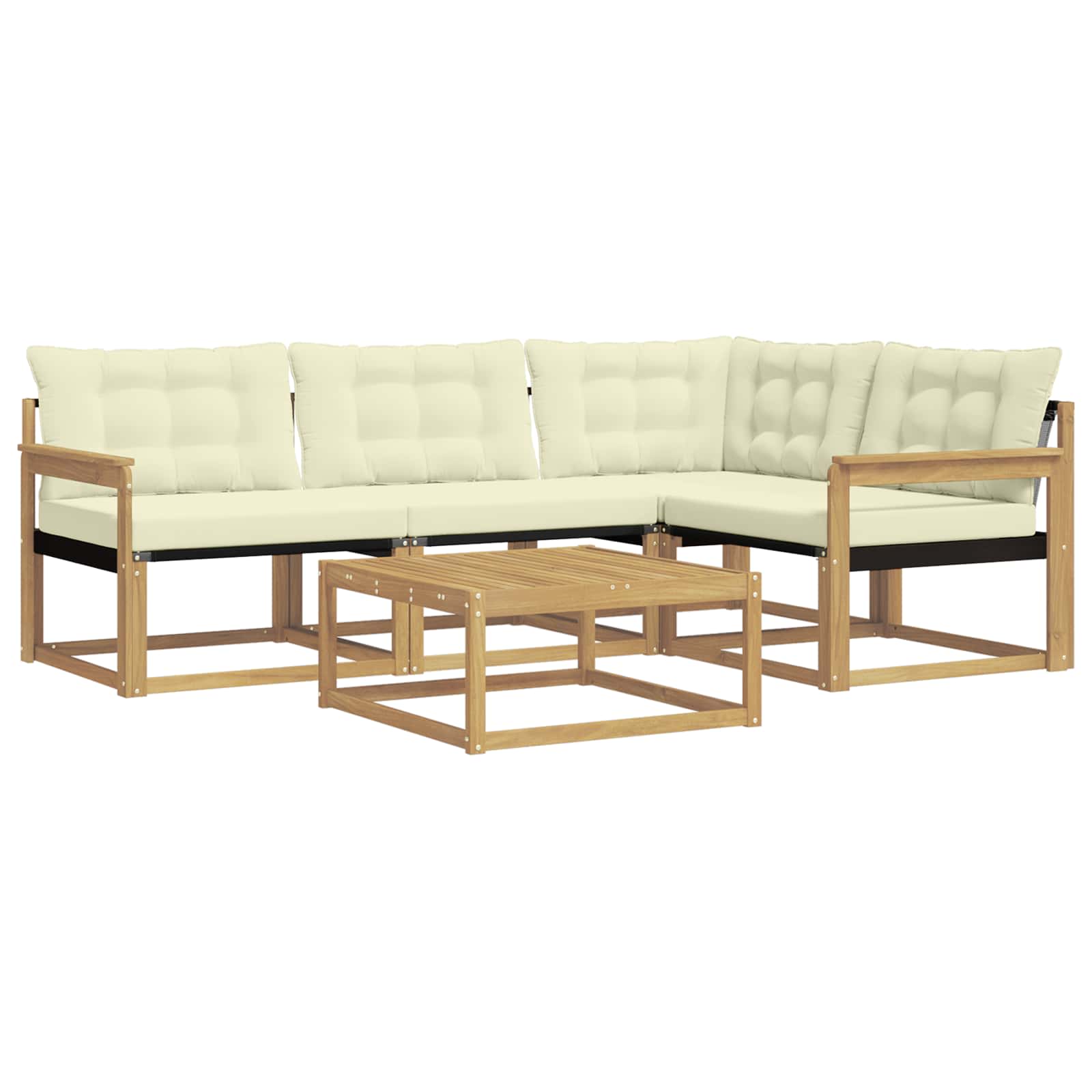 Σειρά Καναπέ Εξωτερικού 5 pcs Λευκό και Κρεμ 79 x 79 x 37 εκ - Pakobazaar