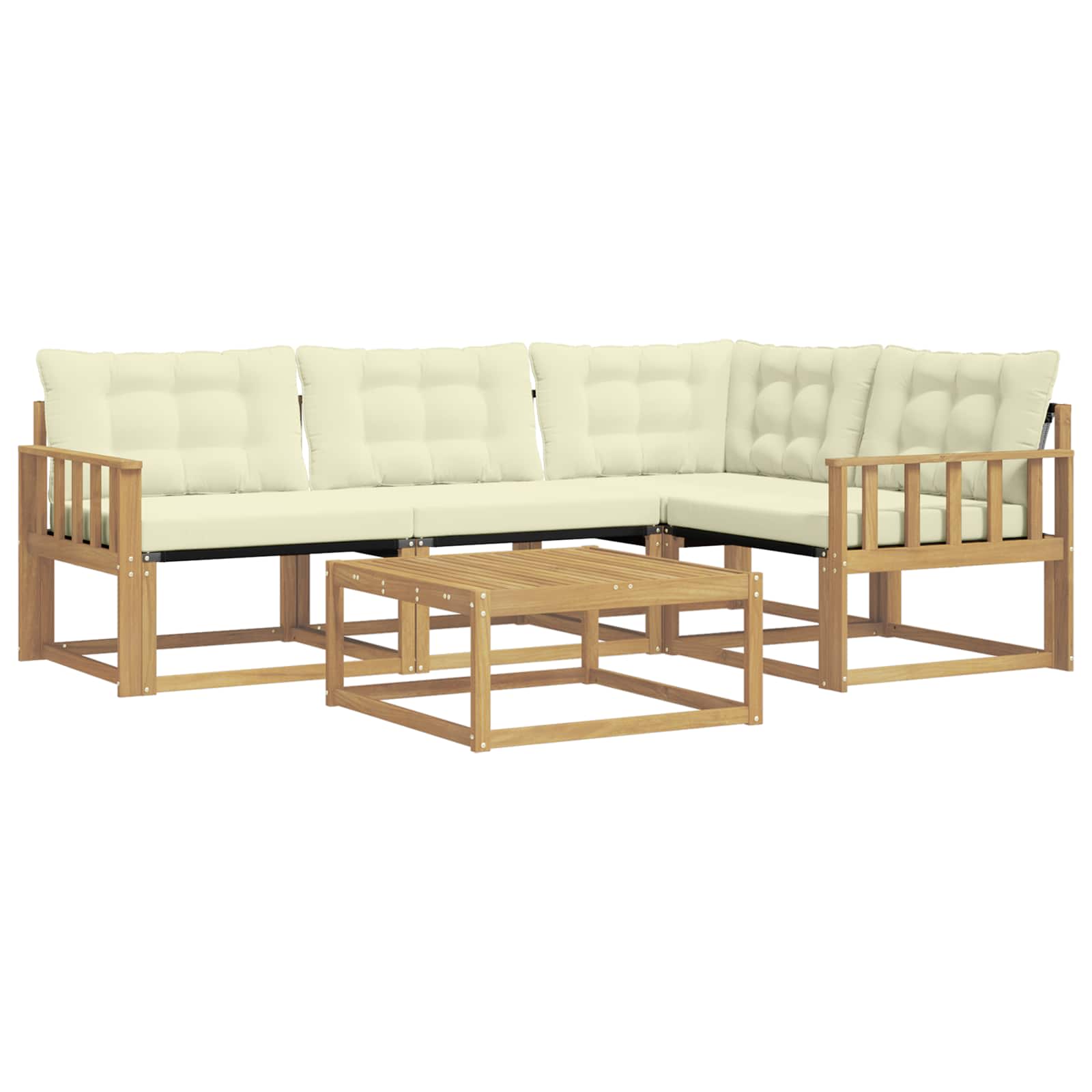Σειρά Καναπέ Εξωτερικού 5 pcs Λευκό και Κρεμ 79 x 79 x 37 εκ - Pakobazaar