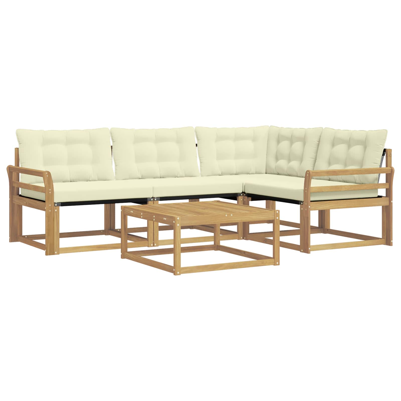 Σειρά Καναπέ Εξωτερικού 5 pcs Λευκό και Κρεμ 79 x 79 x 37 εκ - Pakobazaar