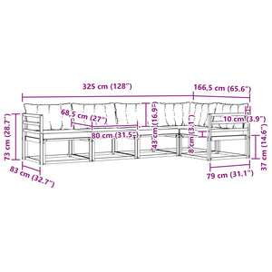 Σειρά Καναπέ Εξωτερικού με μαξιλάρι 5 pcs Λευκό και Κρεμ - Pakobazaar