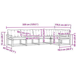 Σειρά Καναπέ Εξωτερικού με μαξιλάρι 5 pcs Λευκό και Μπεζ - Pakobazaar