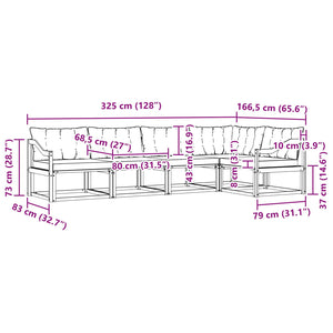 Σειρά Καναπέ Εξωτερικού 5 pcs Λευκό και Ανοιχτό Γκρι - Pakobazaar