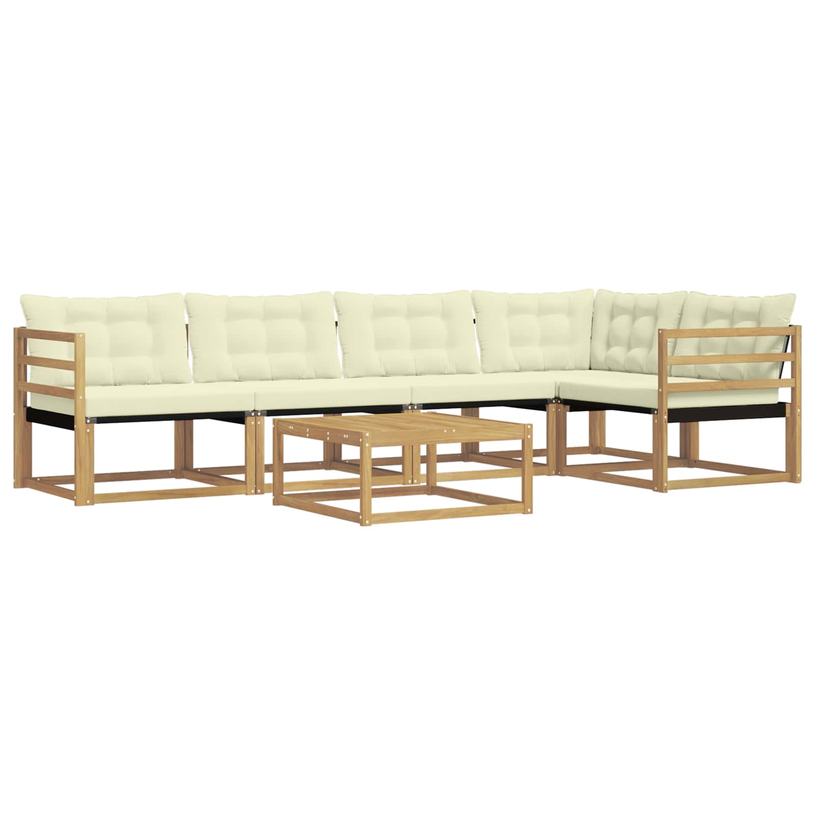 Σειρά Καναπέ Εξωτερικού 6 pcs Λευκό και Κρεμ 79 x 79 x 37 εκ - Pakobazaar