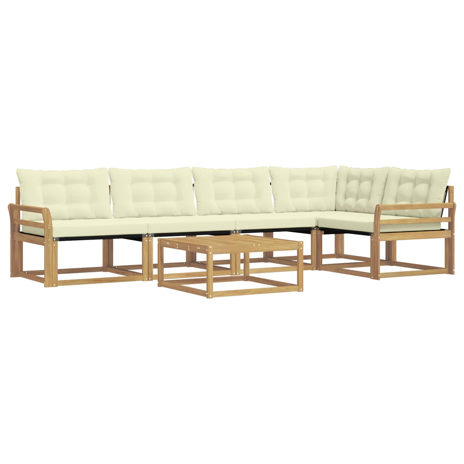 Σειρά Καναπέ Εξωτερικού 6 pcs Λευκό και Κρεμ 79 x 79 x 37 εκ - Pakobazaar