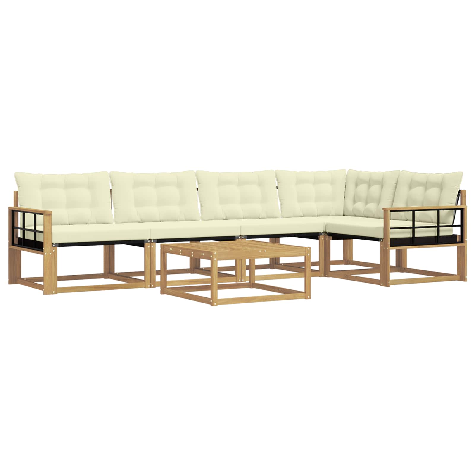 Σειρά Καναπέ Εξωτερικού 6 pcs Λευκό και Κρεμ 79 x 79 x 37 εκ - Pakobazaar