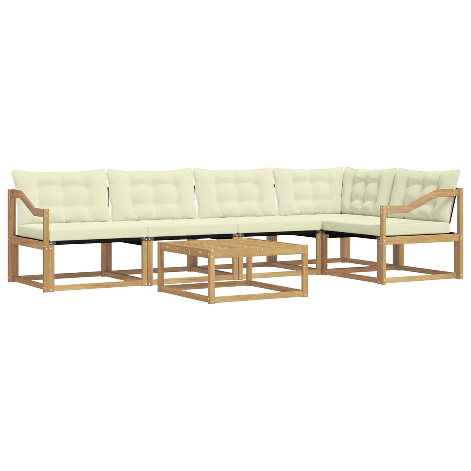 Σειρά Καναπέ Εξωτερικού 6 pcs Λευκό και Κρεμ 79 x 79 x 37 εκ - Pakobazaar