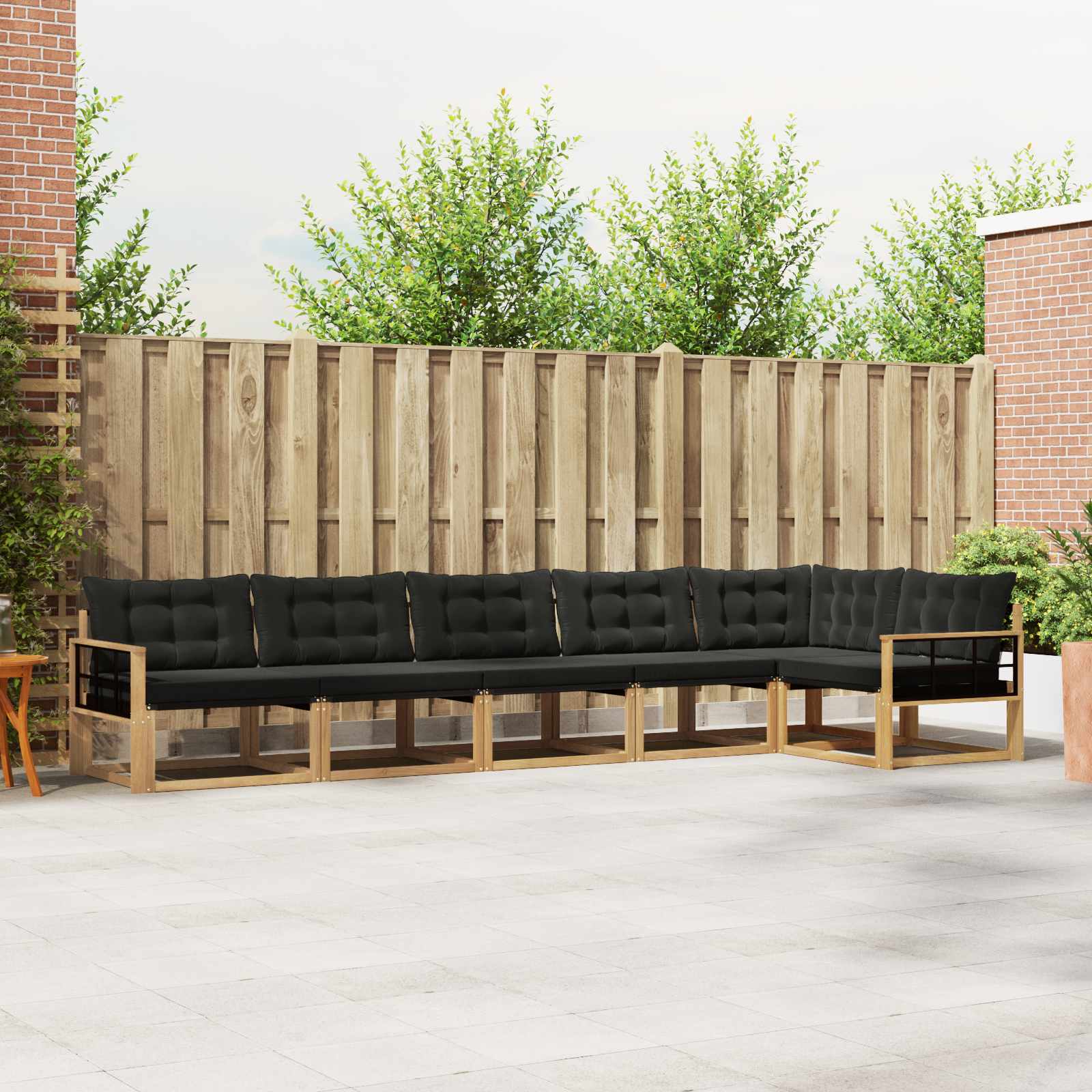 Σειρά Καναπέ Εξωτερικού με μαξιλάρι 6 pcs Λευκό και Μαύρο - Pakobazaar
