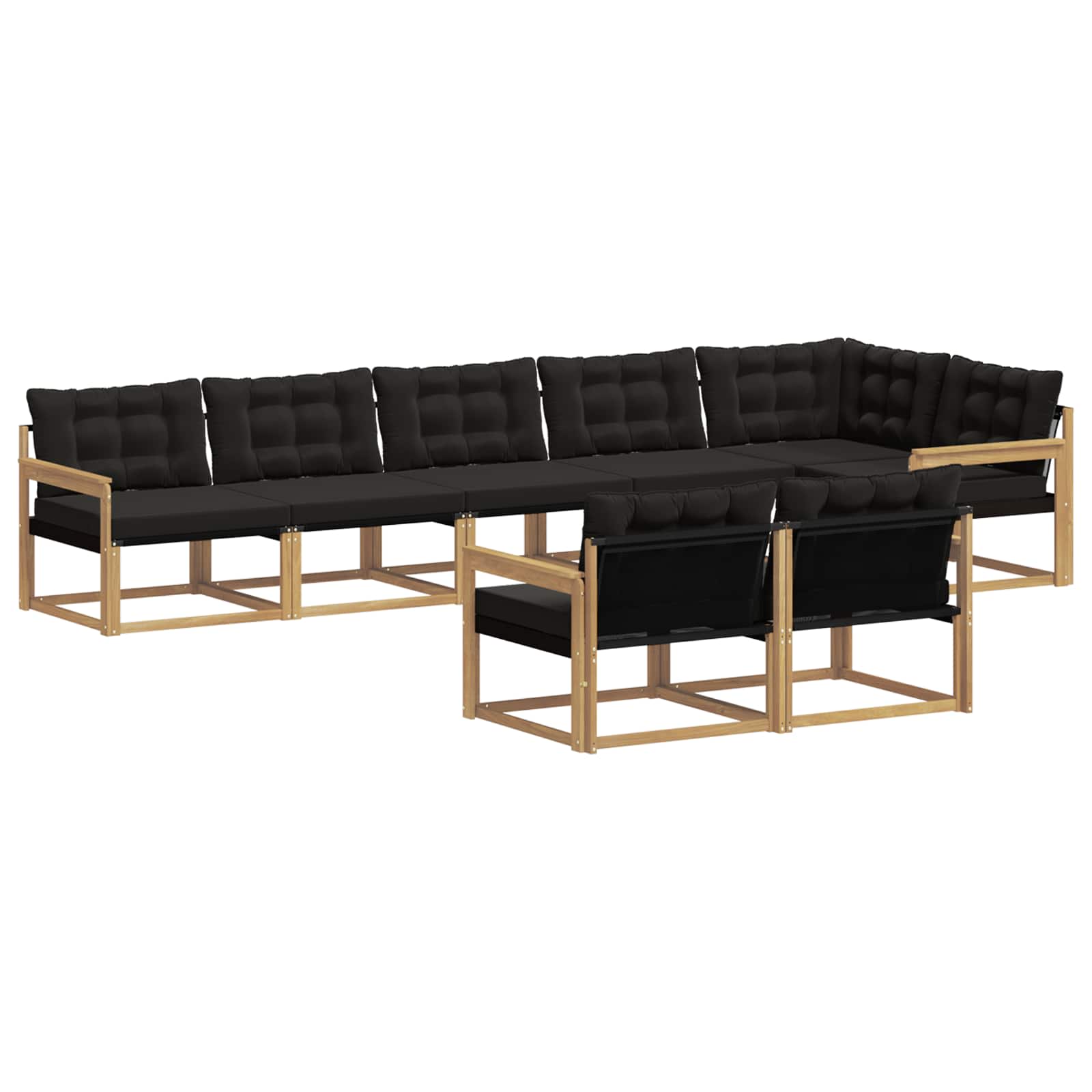 Σειρά Καναπέ Εξωτερικού με μαξιλάρι 8 pcs Λευκό και Μαύρο - Pakobazaar