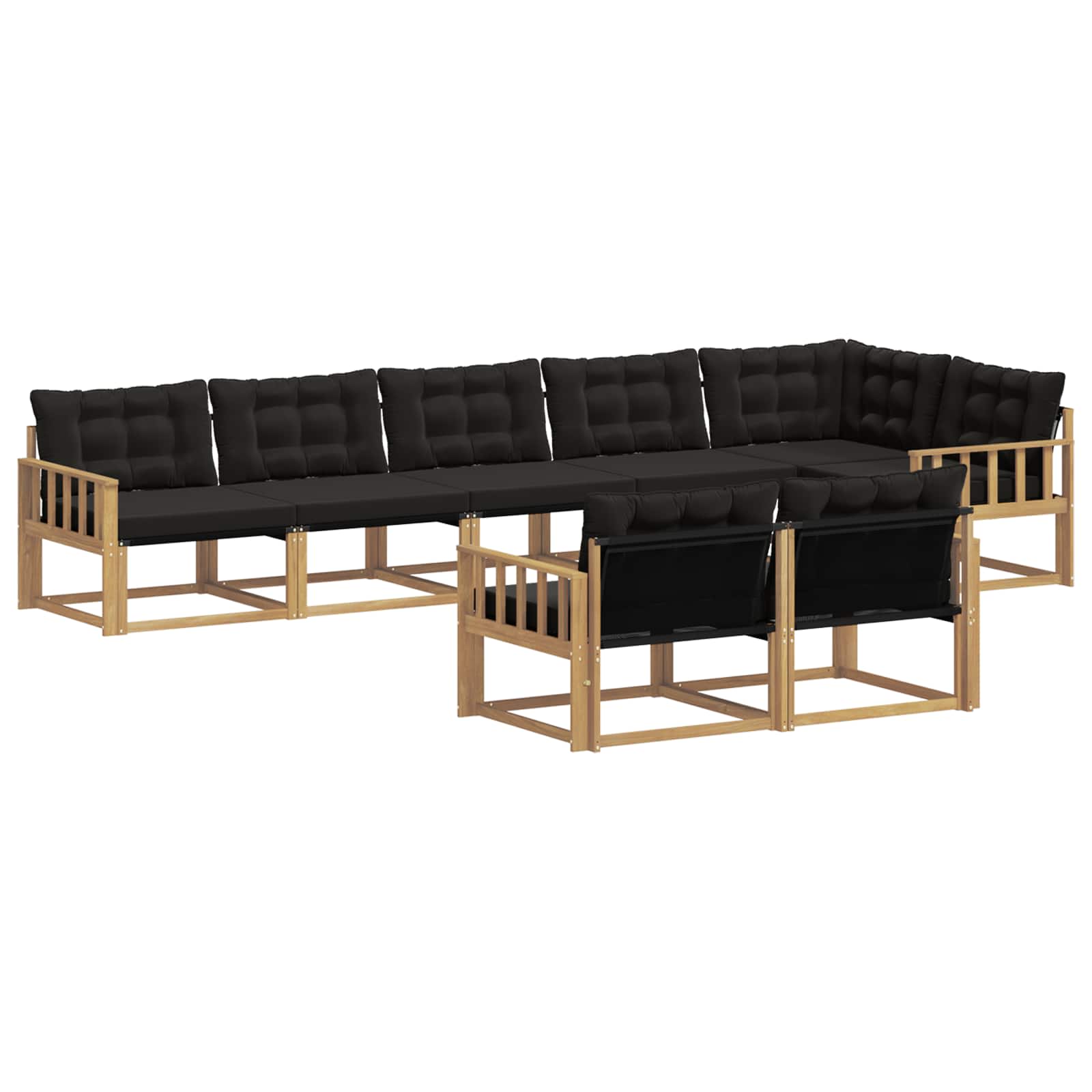 Σειρά Καναπέ Εξωτερικού με μαξιλάρι 8 pcs Λευκό και Μαύρο - Pakobazaar