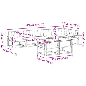 Σειρά Καναπέ Εξωτερικού με μαξιλάρι 8 pcs Λευκό και Μαύρο - Pakobazaar