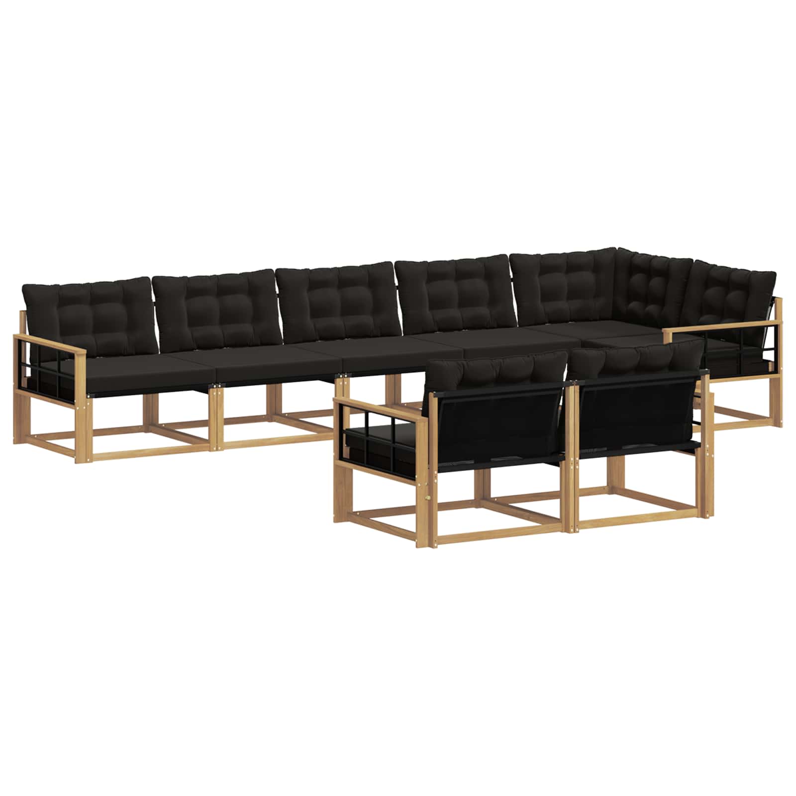 Σειρά Καναπέ Εξωτερικού με μαξιλάρι 8 pcs Λευκό και Μαύρο - Pakobazaar