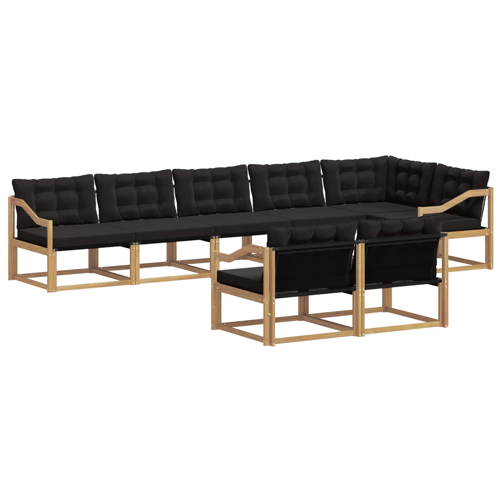 Σειρά Καναπέ Εξωτερικού με μαξιλάρι 8 pcs Λευκό και Μαύρο - Pakobazaar