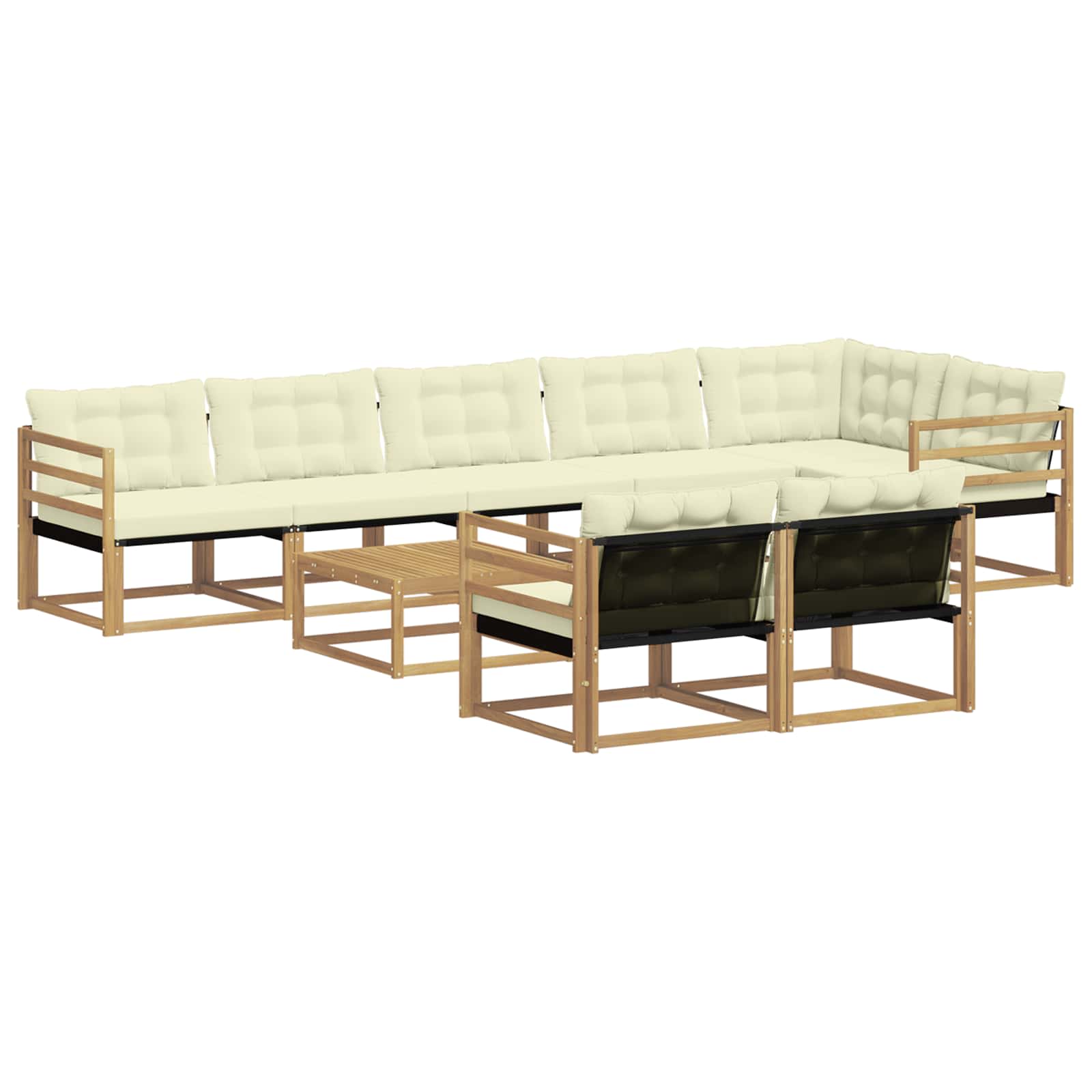 Σειρά Καναπέ Εξωτερικού 9 pcs Λευκό και Κρεμ 79 x 79 x 37 εκ - Pakobazaar