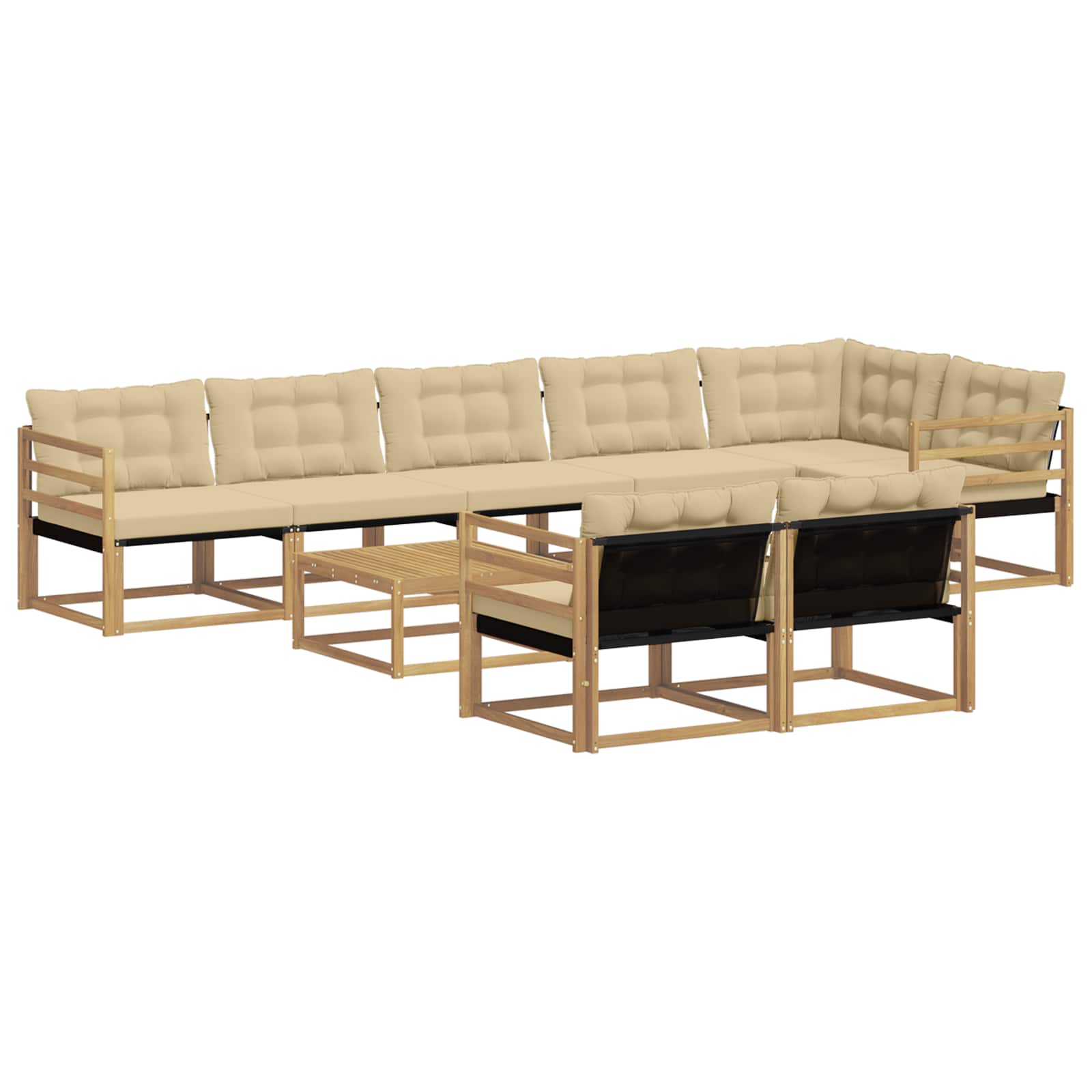 Σειρά Καναπέ Εξωτερικού 9 pcs Λευκό και Μπεζ 79 x 79 x 37 εκ - Pakobazaar