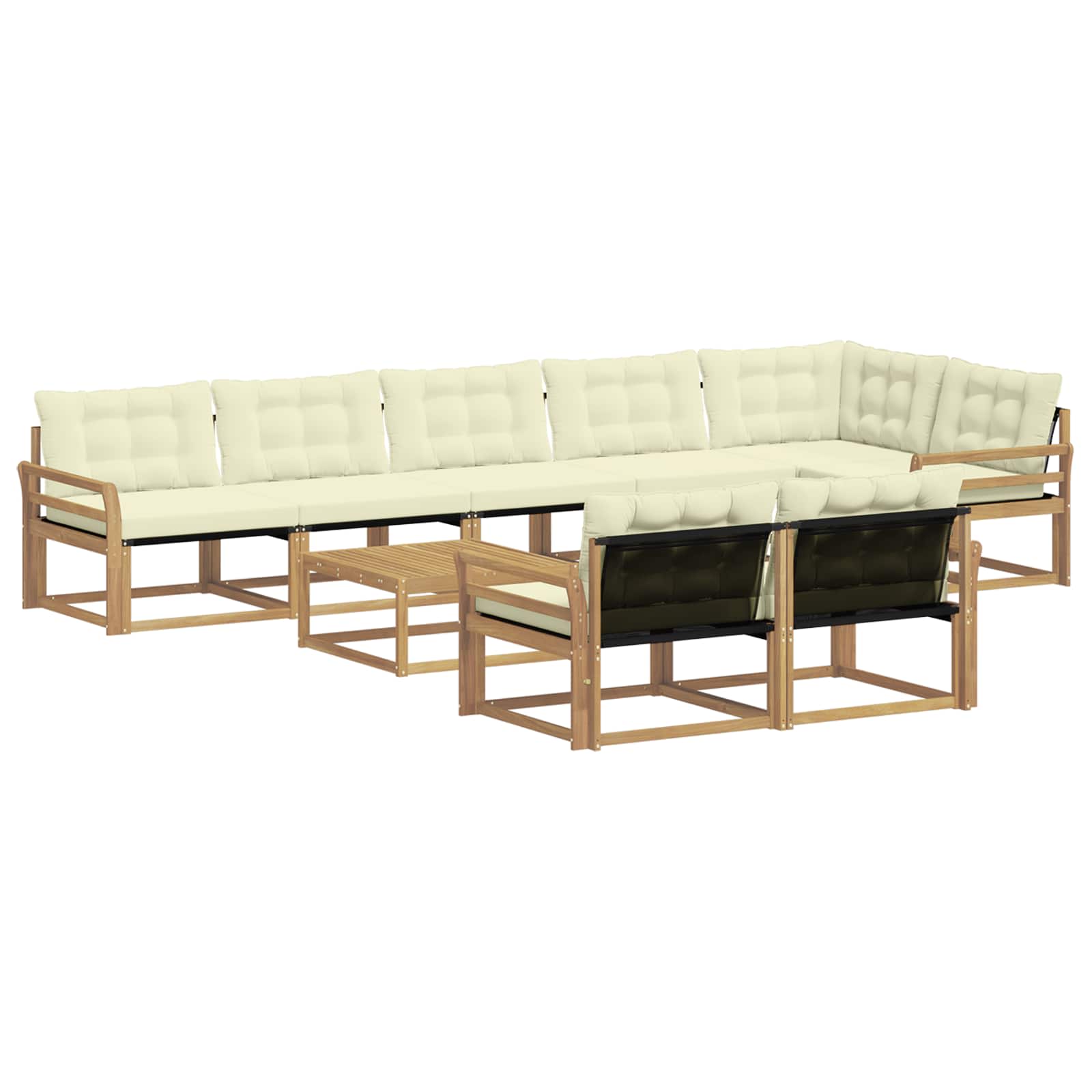 Σειρά Καναπέ Εξωτερικού 9 pcs Λευκό και Κρεμ 79 x 79 x 37 εκ - Pakobazaar
