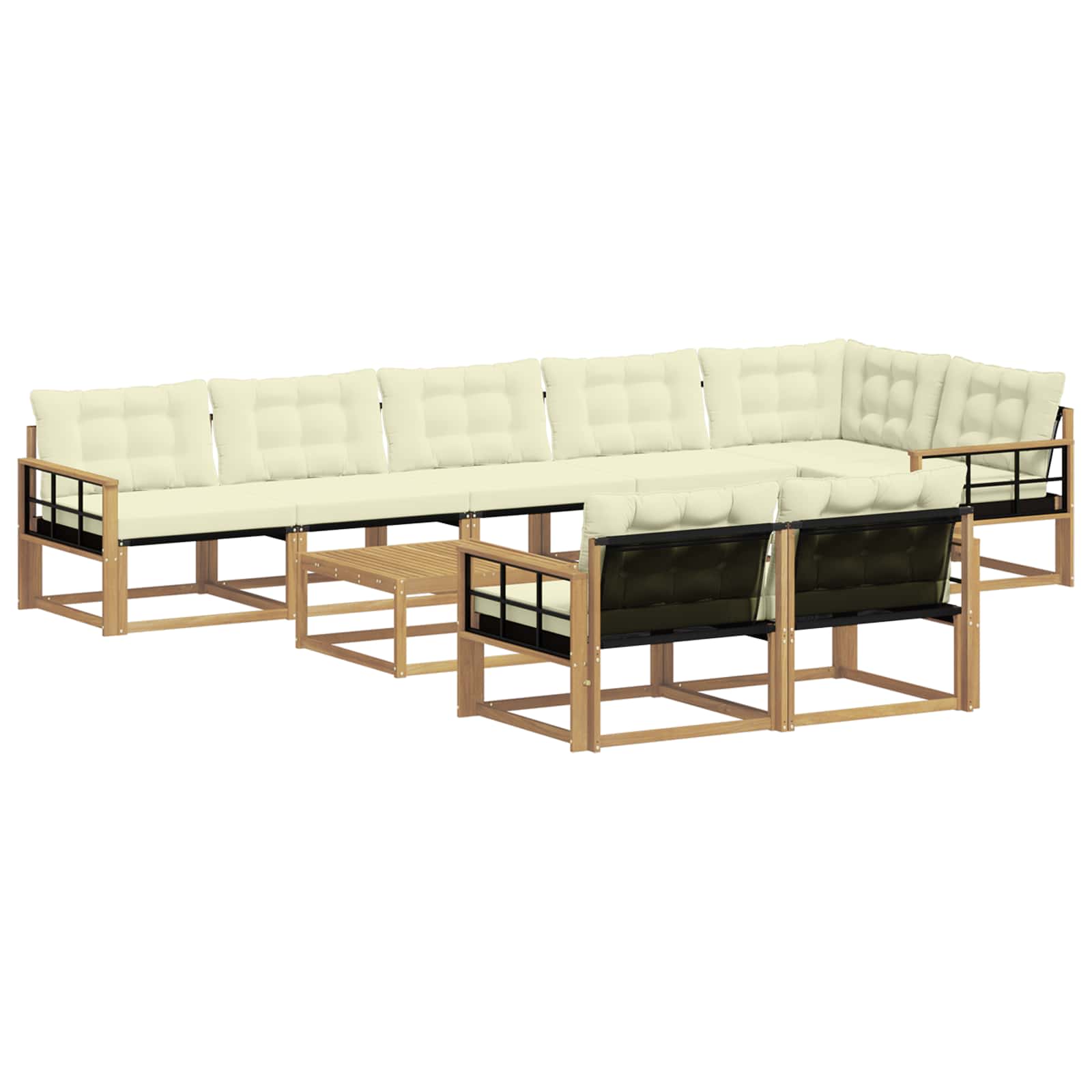 Σειρά Καναπέ Εξωτερικού 9 pcs Λευκό και Κρεμ 79 x 79 x 37 εκ - Pakobazaar
