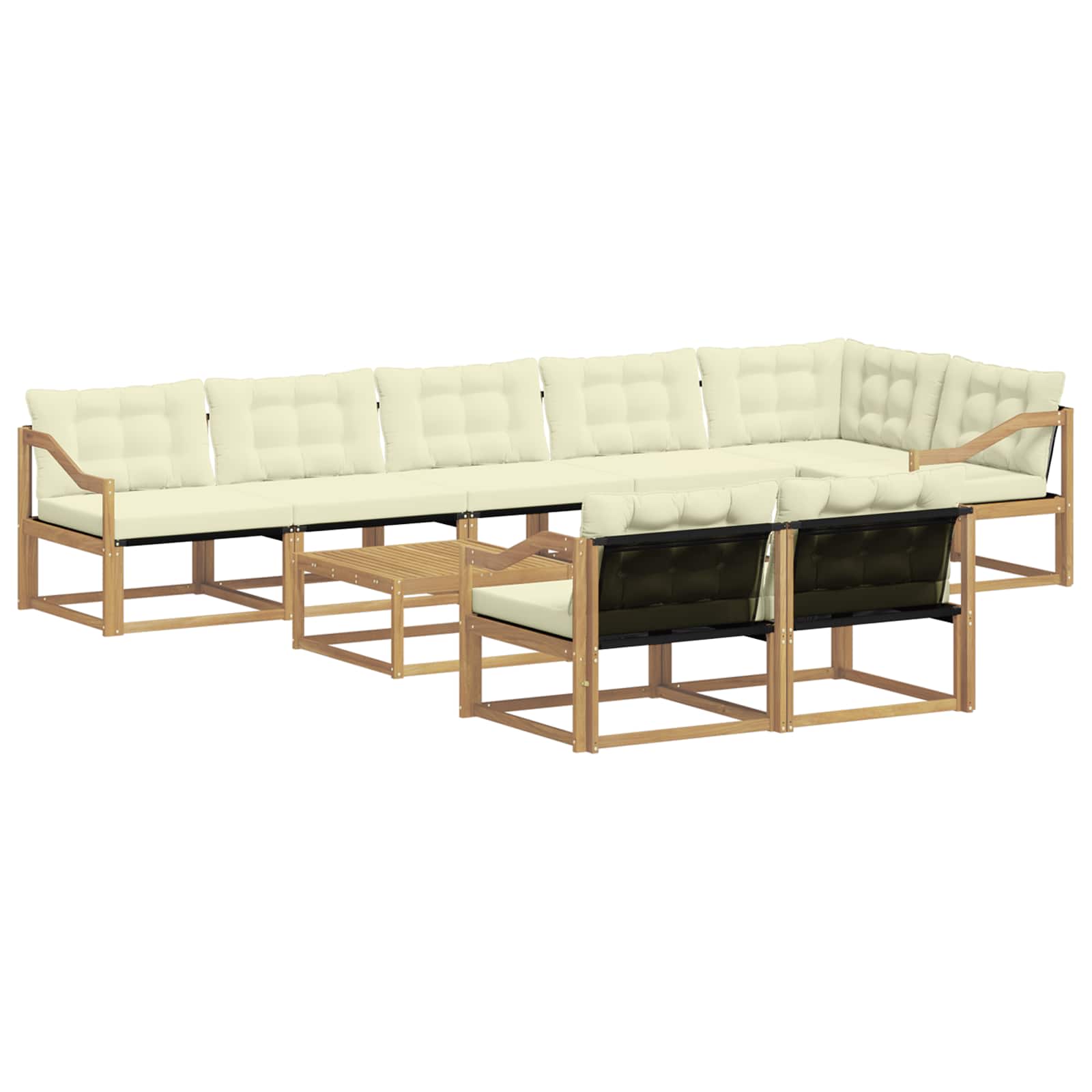 Σειρά Καναπέ Εξωτερικού 9 pcs Λευκό και Κρεμ 79 x 79 x 37 εκ - Pakobazaar