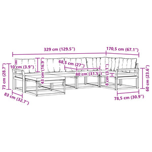 Σειρά Καναπέ Εξωτερικού 6 pcs Λευκό και Ανοιχτό Γκρι - Pakobazaar