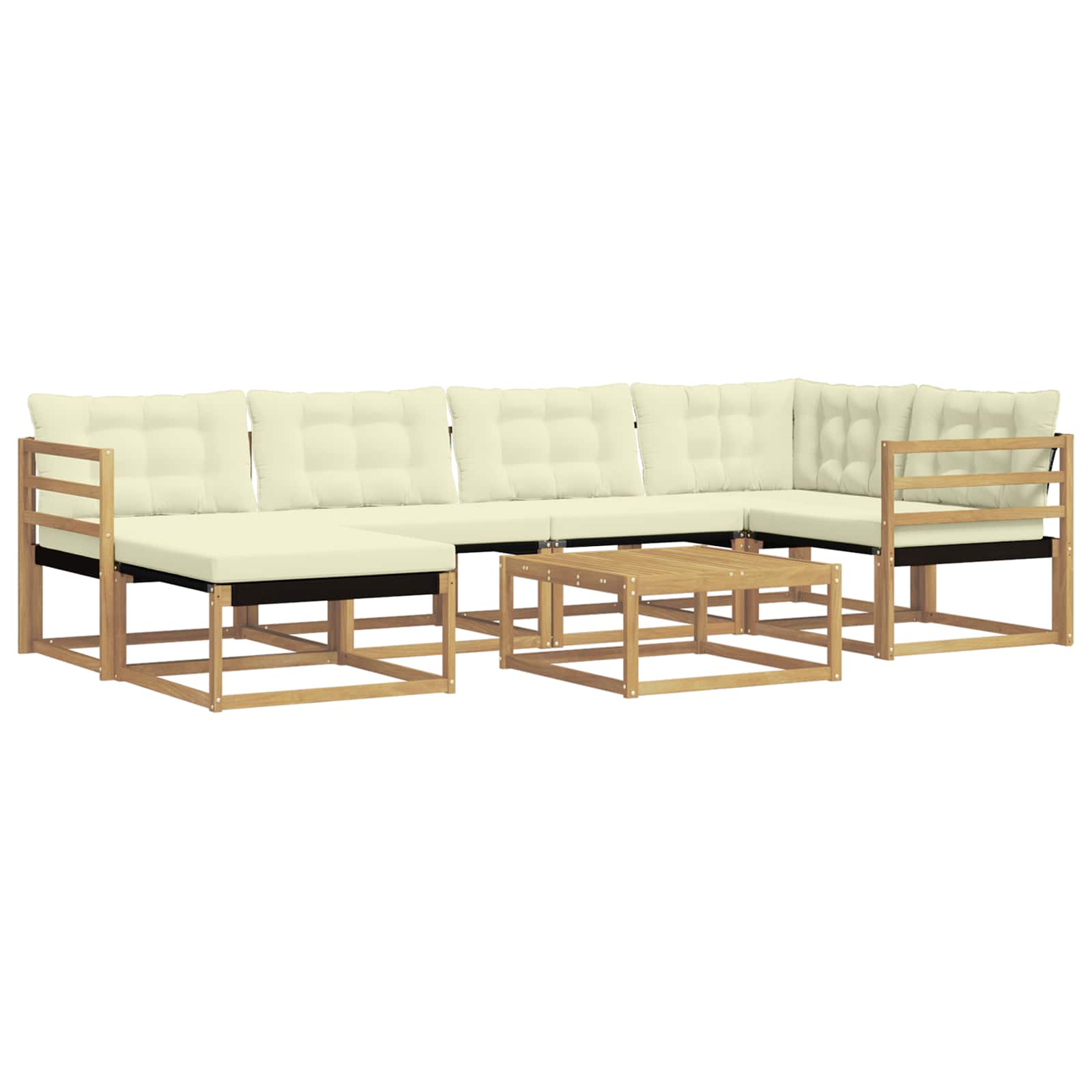 Σειρά Καναπέ Εξωτερικού 7 pcs Λευκό και Κρεμ 79 x 79 x 37 εκ - Pakobazaar