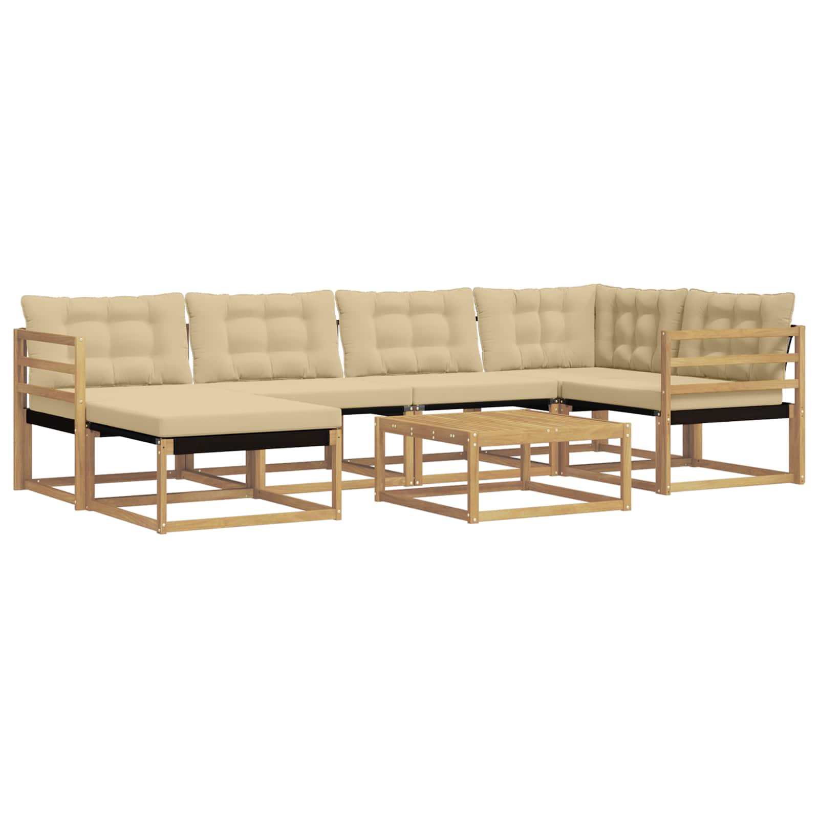 Σειρά Καναπέ Εξωτερικού 7 pcs Λευκό και Μπεζ 79 x 79 x 37 εκ - Pakobazaar