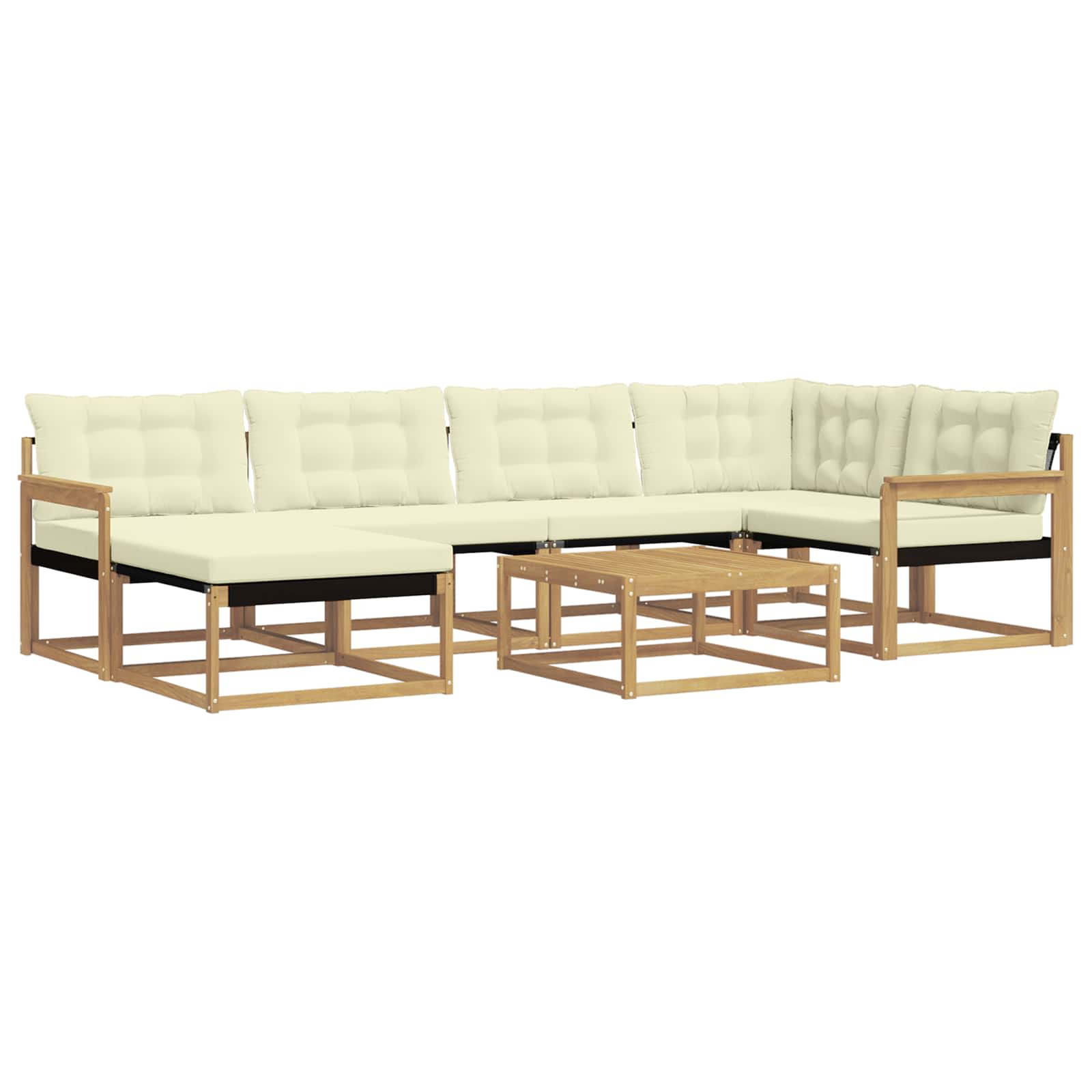 Σειρά Καναπέ Εξωτερικού 7 pcs Λευκό και Κρεμ 79 x 79 x 37 εκ - Pakobazaar