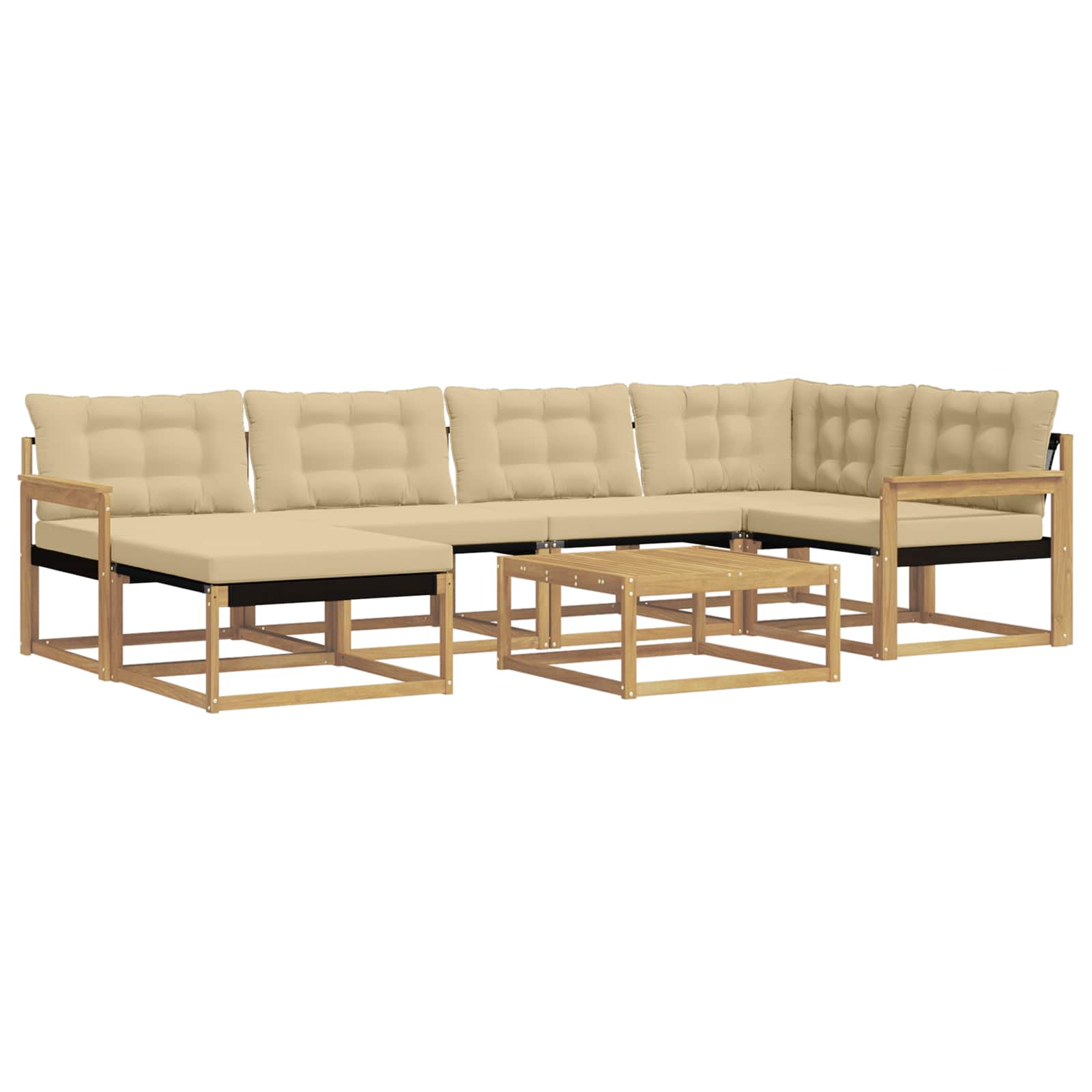 Σειρά Καναπέ Εξωτερικού 7 pcs Λευκό και Μπεζ 79 x 79 x 37 εκ - Pakobazaar