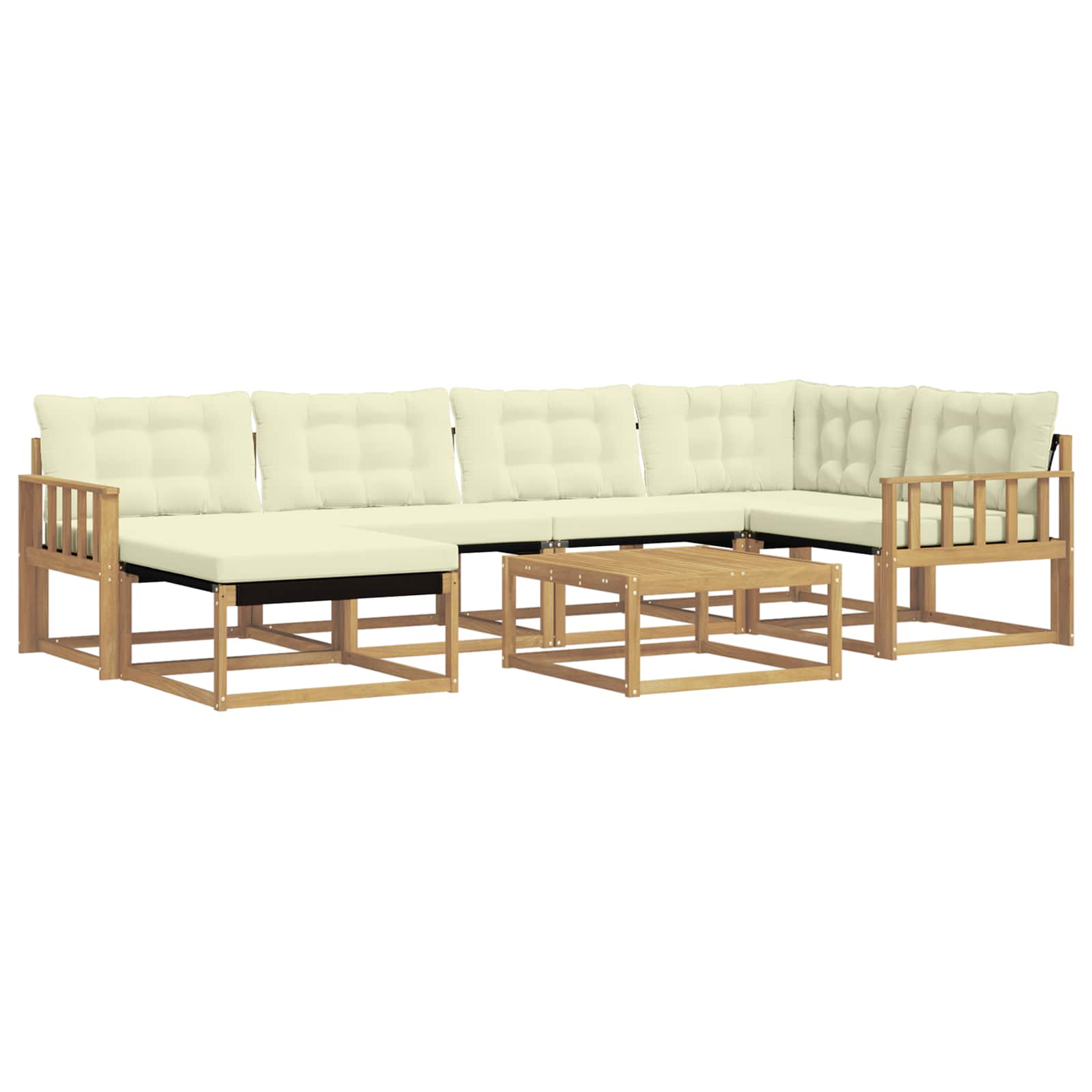 Σειρά Καναπέ Εξωτερικού 7 pcs Λευκό και Κρεμ 79 x 79 x 37 εκ - Pakobazaar
