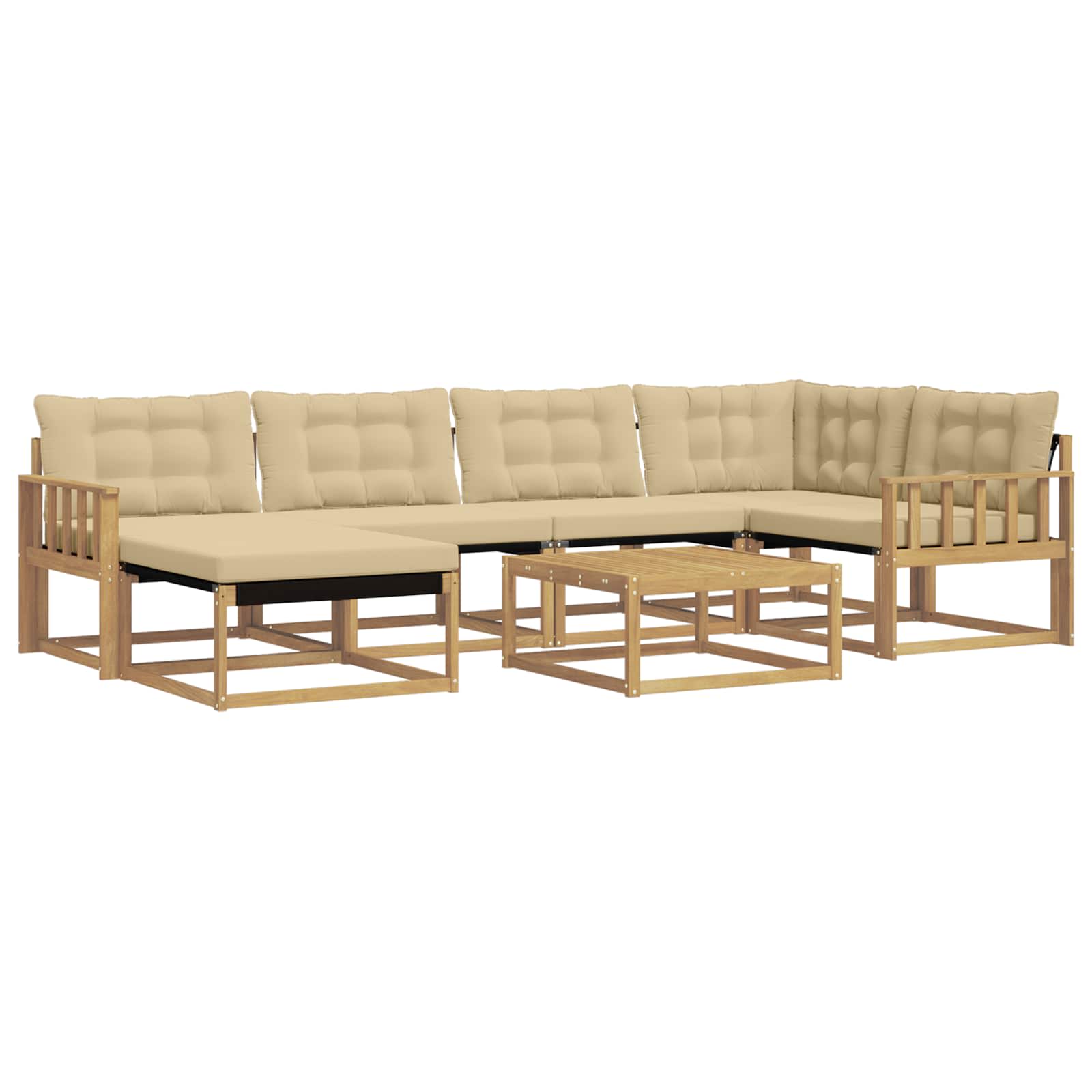 Σειρά Καναπέ Εξωτερικού 7 pcs Λευκό και Μπεζ 79 x 79 x 37 εκ - Pakobazaar