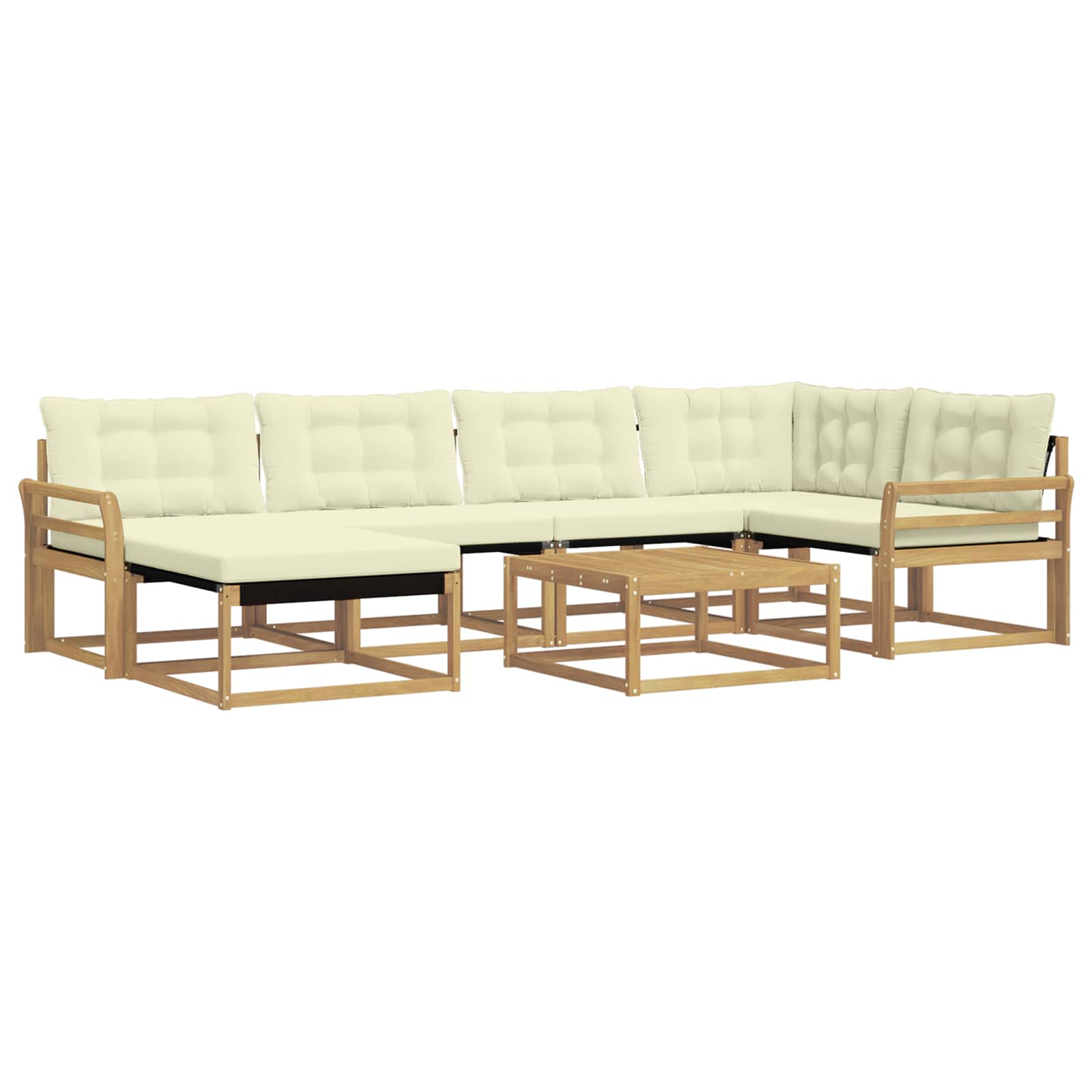 Σειρά Καναπέ Εξωτερικού 7 pcs Λευκό και Κρεμ 79 x 79 x 37 εκ - Pakobazaar