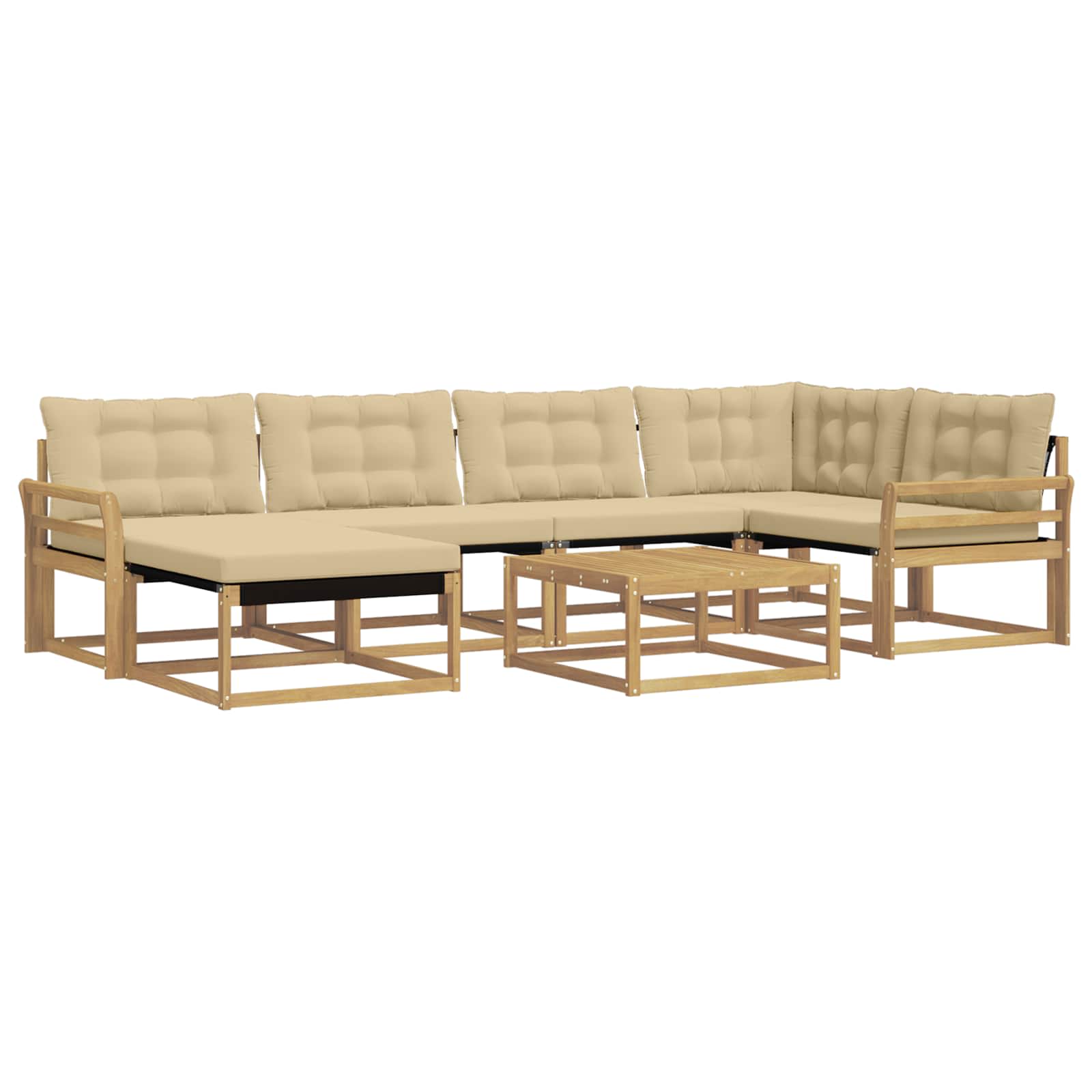 Σειρά Καναπέ Εξωτερικού 7 pcs Λευκό και Μπεζ 79 x 79 x 37 εκ - Pakobazaar