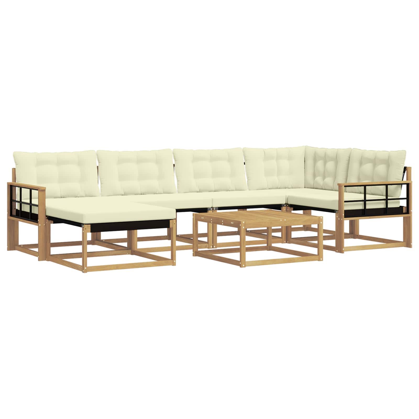 Σειρά Καναπέ Εξωτερικού 7 pcs Λευκό και Κρεμ 79 x 79 x 37 εκ - Pakobazaar
