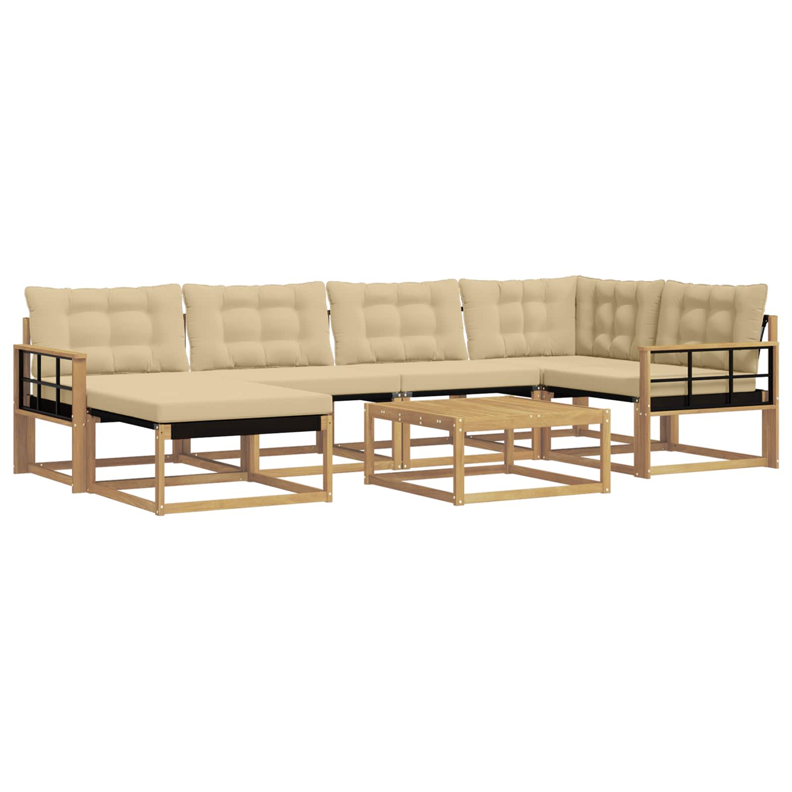 Σειρά Καναπέ Εξωτερικού 7 pcs Λευκό και Μπεζ 79 x 79 x 37 εκ - Pakobazaar