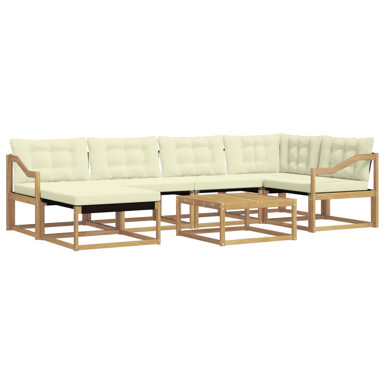Σειρά Καναπέ Εξωτερικού 7 pcs Λευκό και Κρεμ 79 x 79 x 37 εκ - Pakobazaar