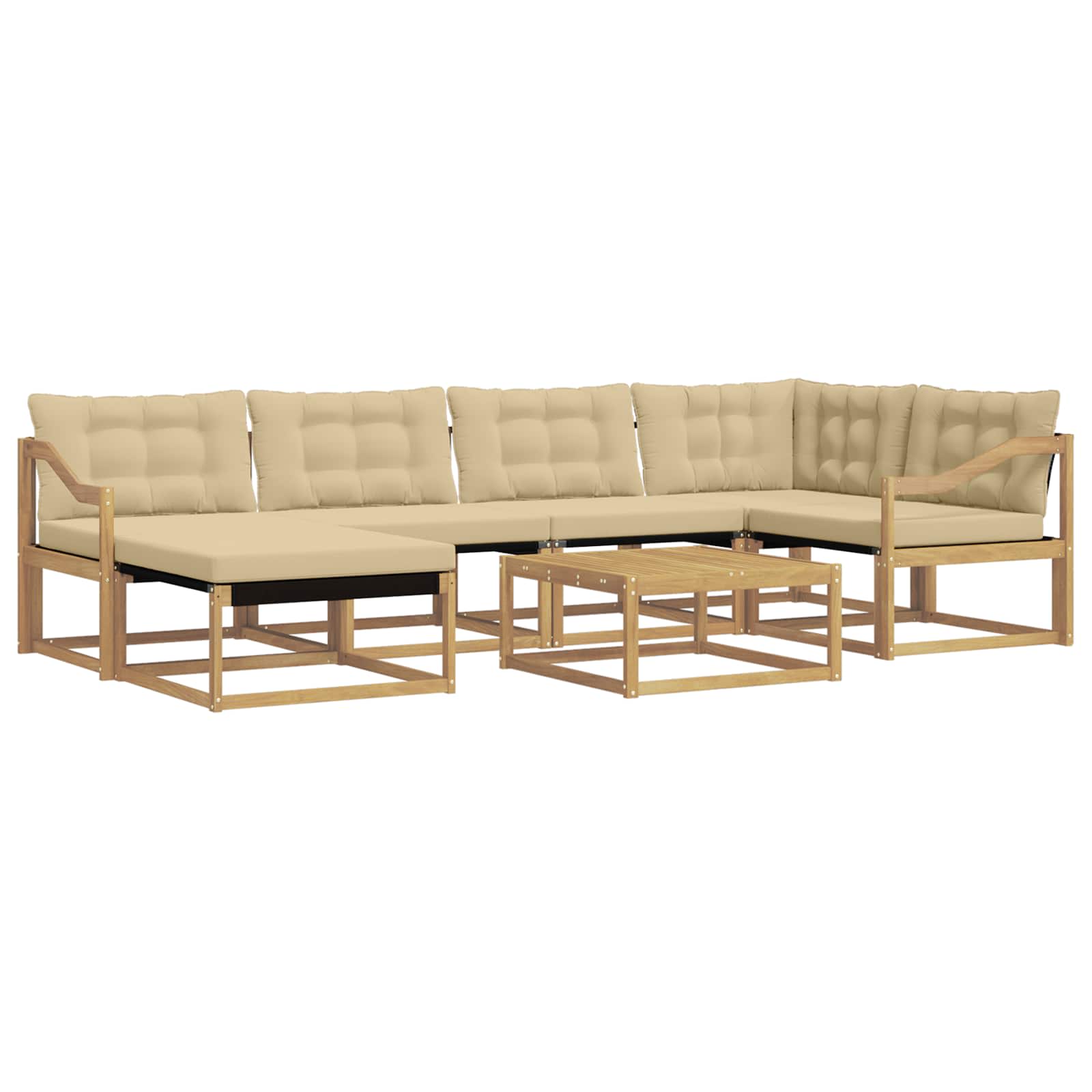 Σειρά Καναπέ Εξωτερικού 7 pcs Λευκό και Μπεζ 79 x 79 x 37 εκ - Pakobazaar