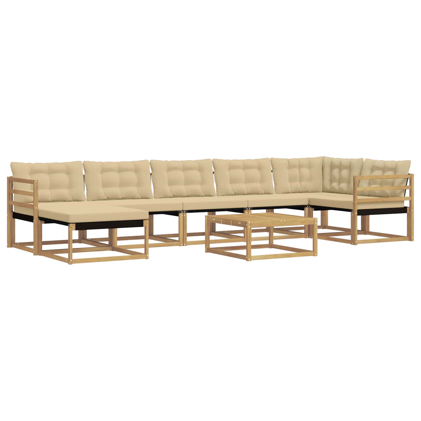 Σειρά Καναπέ Εξωτερικού 8 pcs Λευκό και Μπεζ 79 x 79 x 37 εκ - Pakobazaar