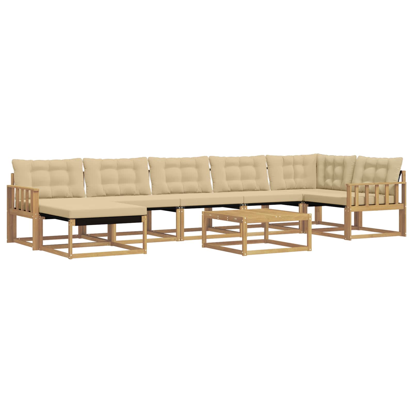Σειρά Καναπέ Εξωτερικού 8 pcs Λευκό και Μπεζ 79 x 79 x 37 εκ - Pakobazaar
