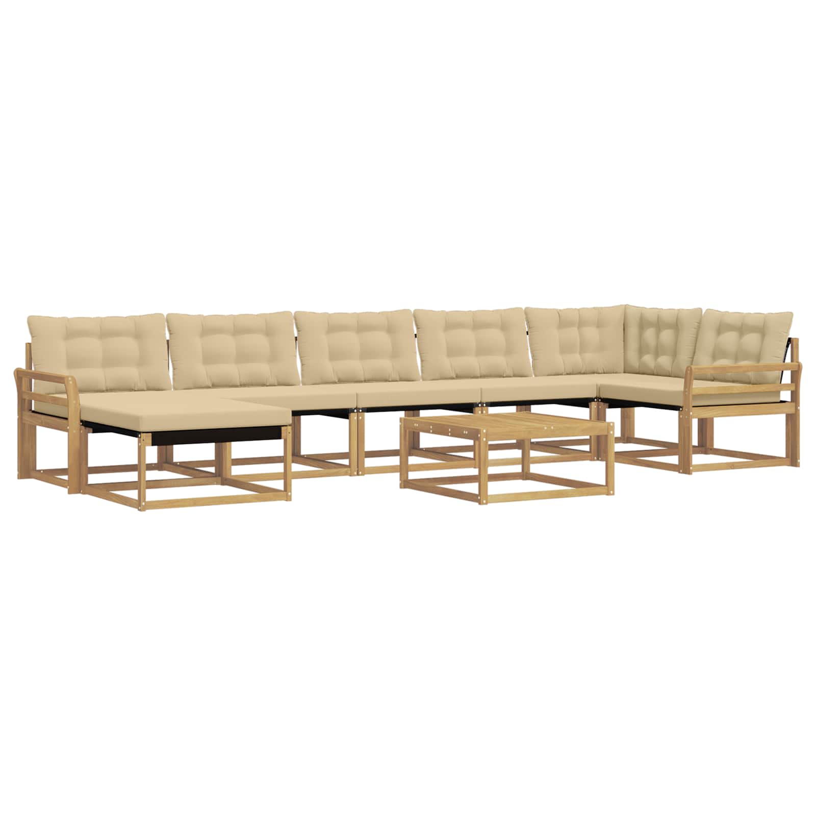 Σειρά Καναπέ Εξωτερικού 8 pcs Λευκό και Μπεζ 79 x 79 x 37 εκ - Pakobazaar