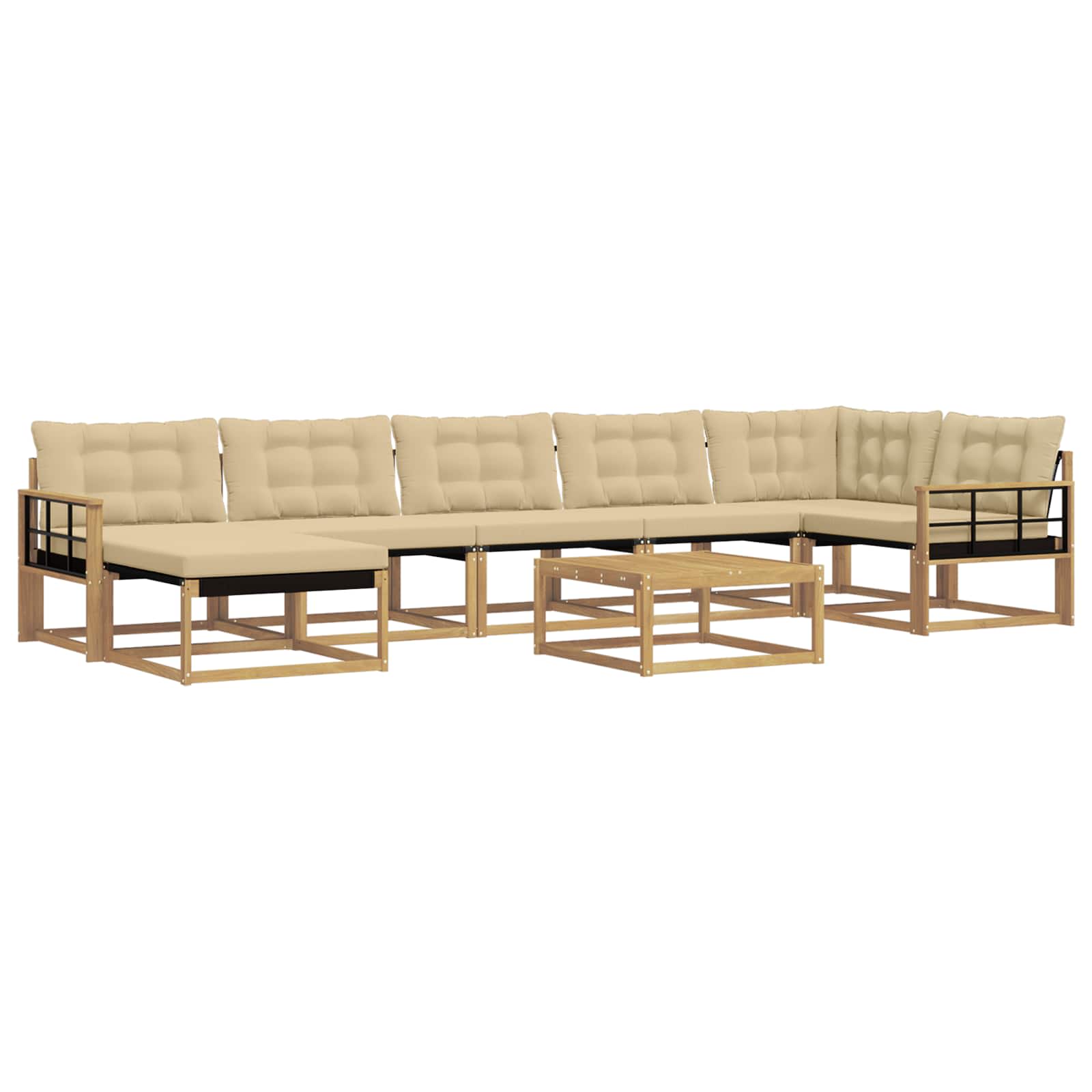 Σειρά Καναπέ Εξωτερικού 8 pcs Λευκό και Μπεζ 79 x 79 x 37 εκ - Pakobazaar