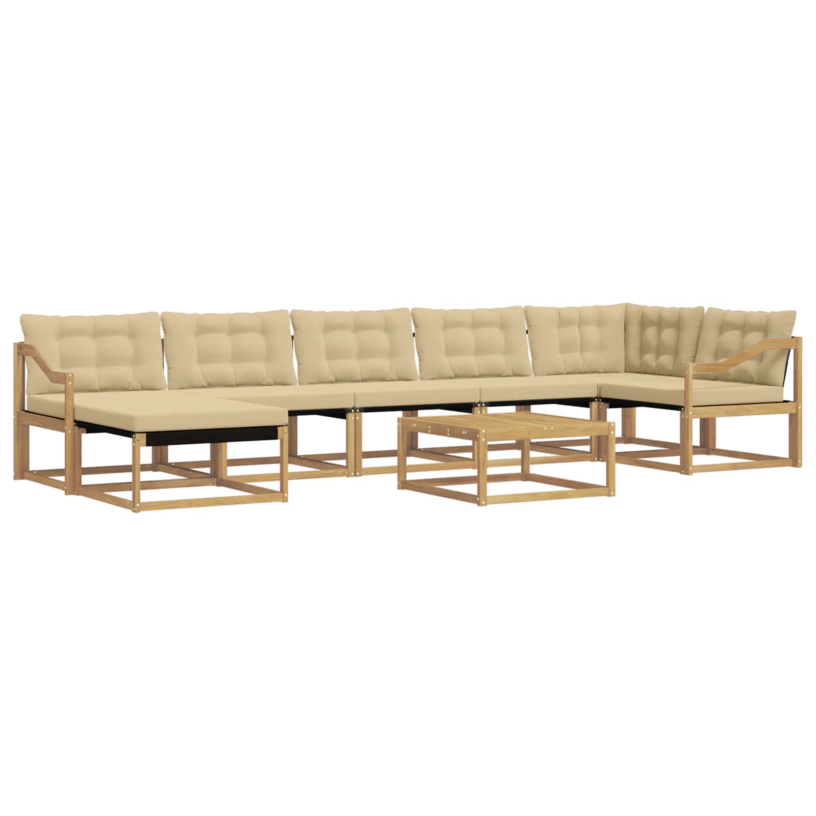 Σειρά Καναπέ Εξωτερικού 8 pcs Λευκό και Μπεζ 79 x 79 x 37 εκ - Pakobazaar