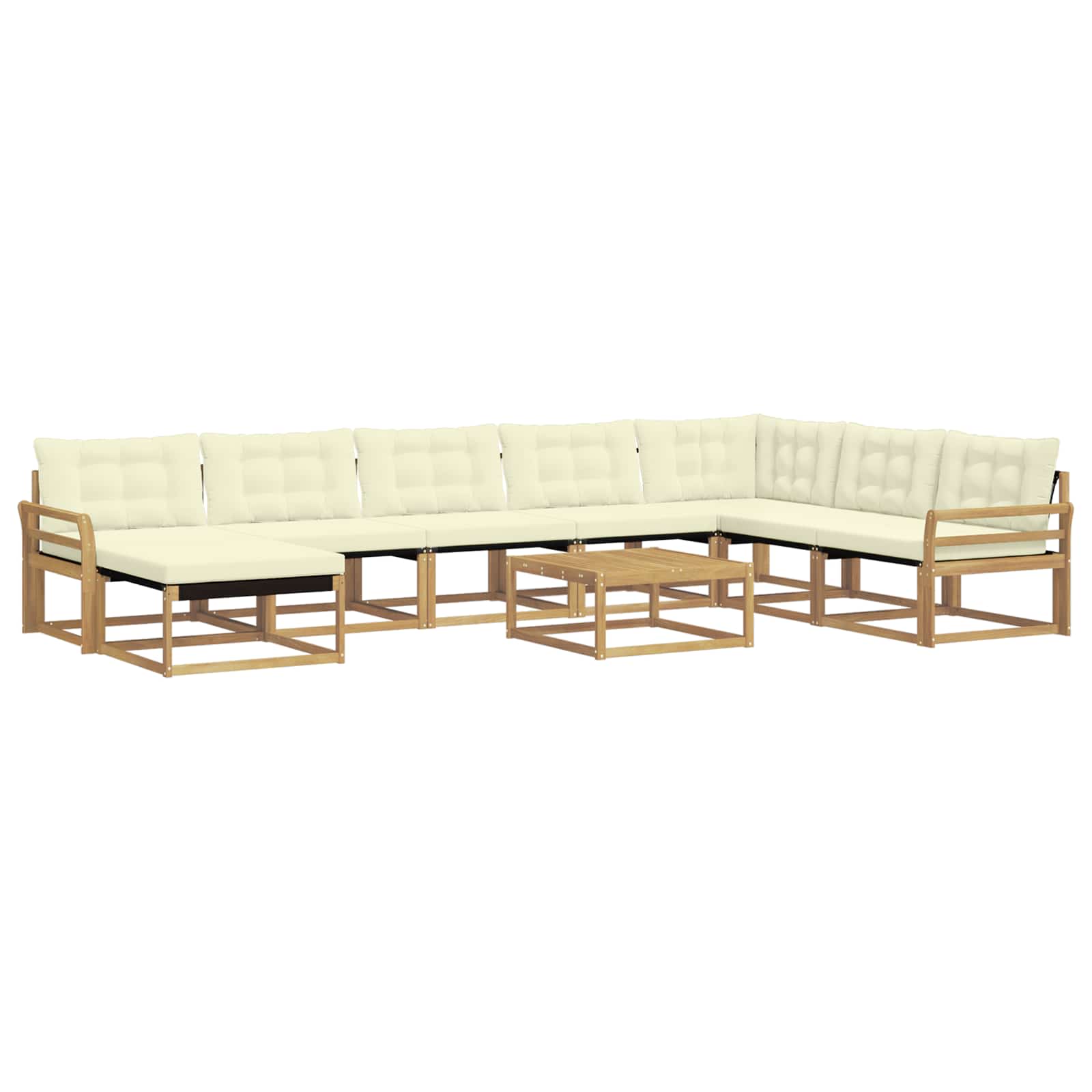 Σειρά Καναπέ Εξωτερικού 9 pcs Λευκό και Κρεμ 79 x 79 x 37 εκ - Pakobazaar