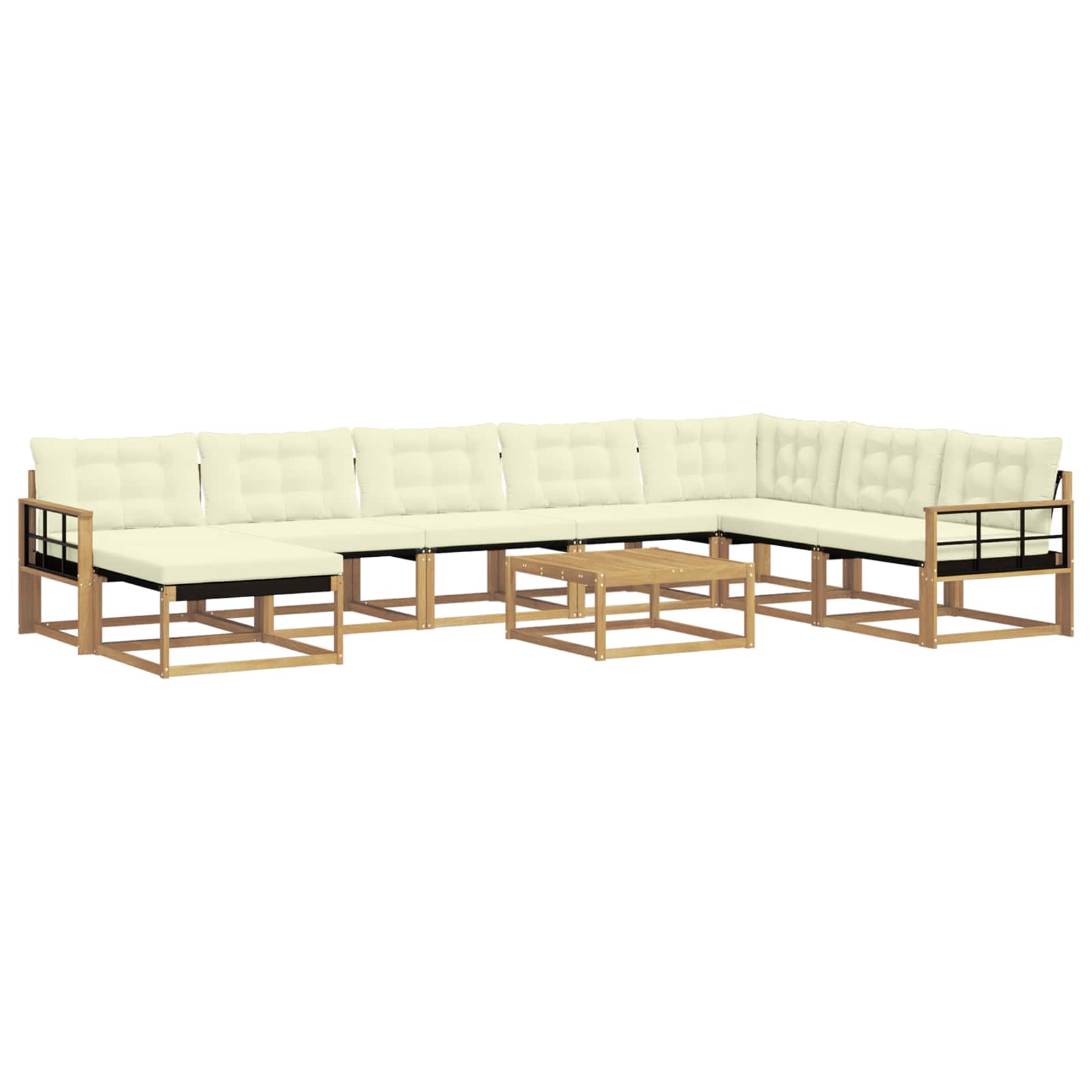 Σειρά Καναπέ Εξωτερικού 9 pcs Λευκό και Κρεμ 79 x 79 x 37 εκ - Pakobazaar