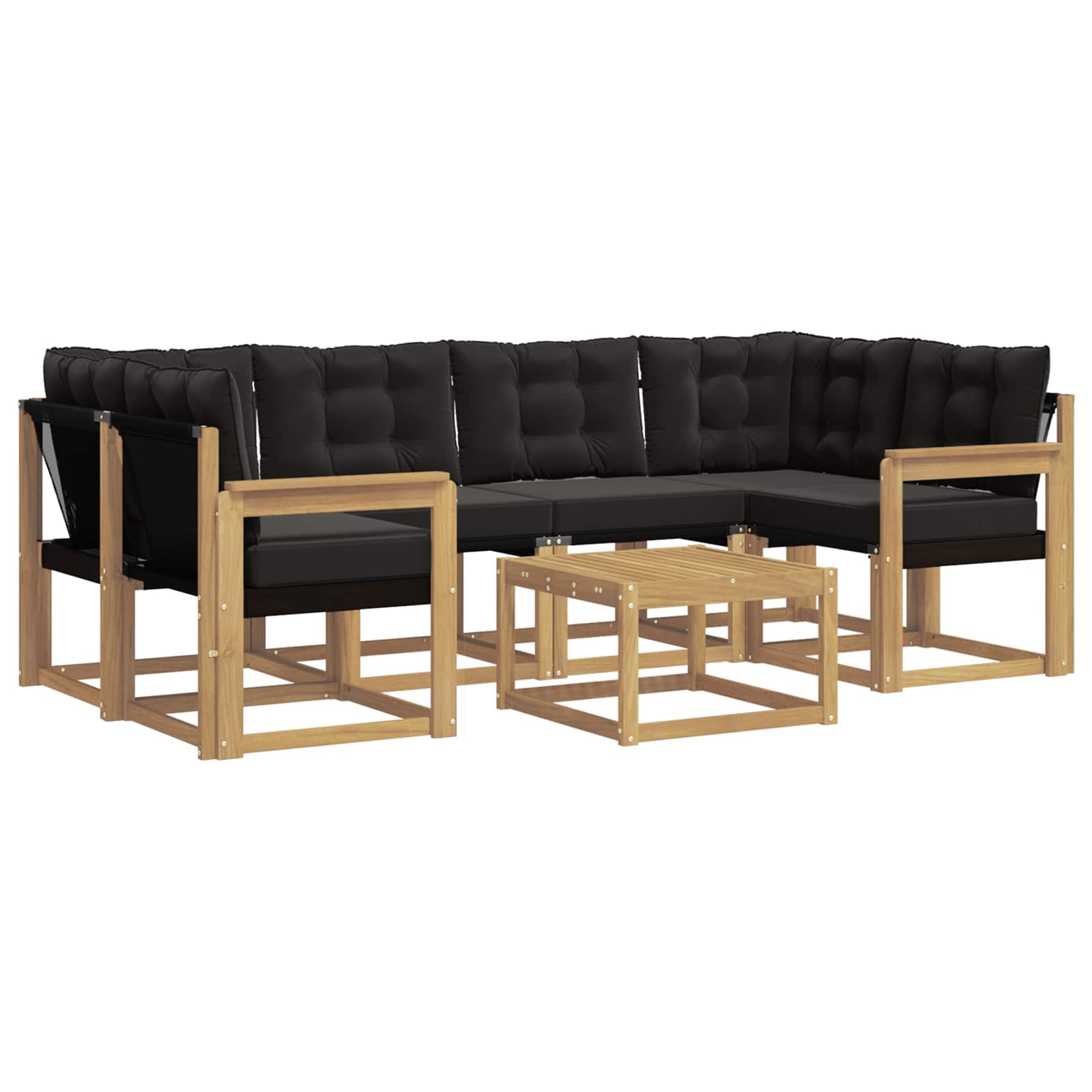 Σειρά Καναπέ Εξωτερικού με μαξιλάρι 7 pcs Λευκό και Μαύρο - Pakobazaar