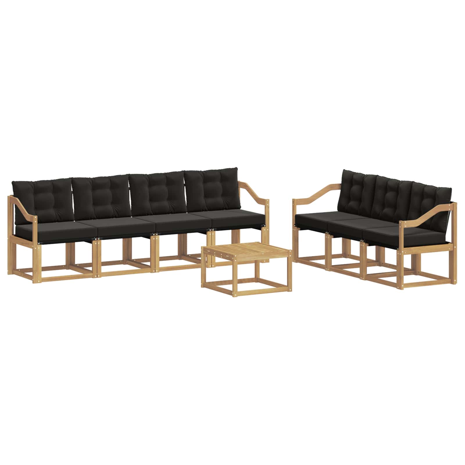 Σειρά Καναπέ Εξωτερικού με μαξιλάρι 8 pcs Λευκό και Μαύρο - Pakobazaar