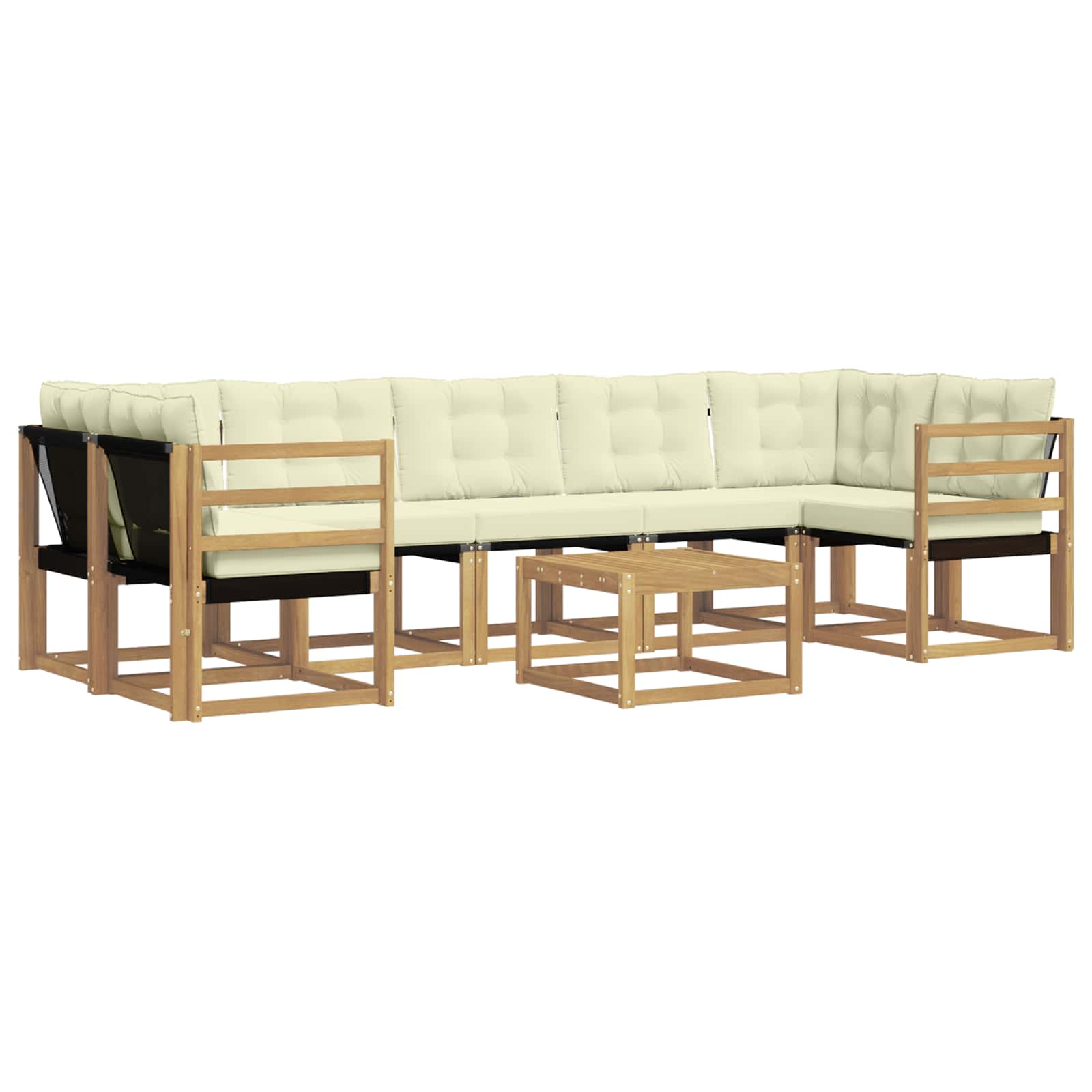 Σειρά Καναπέ Εξωτερικού με μαξιλάρι 8 pcs Λευκό και Κρεμ - Pakobazaar
