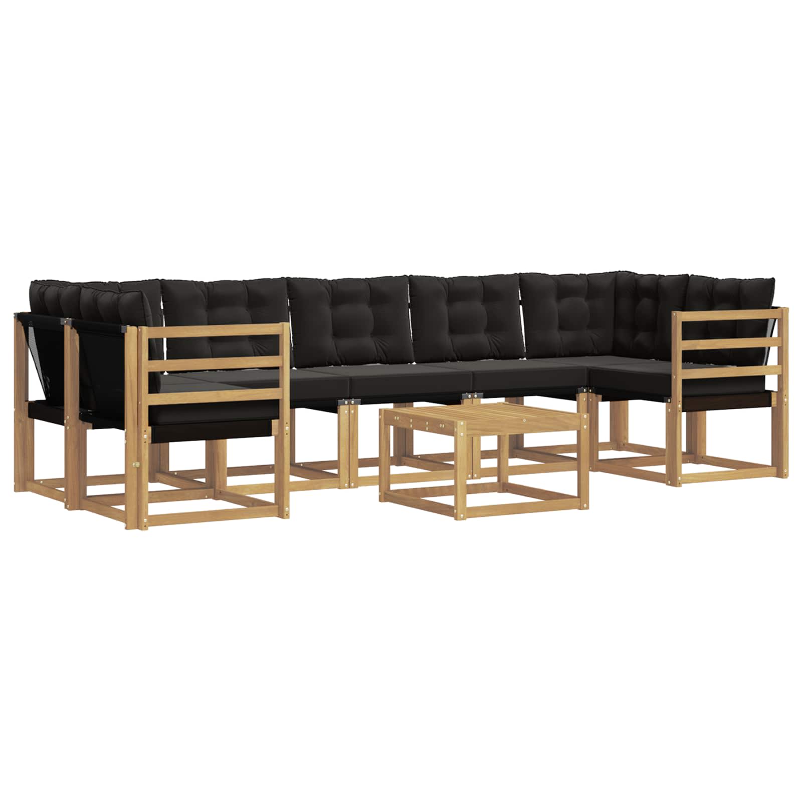Σειρά Καναπέ Εξωτερικού με μαξιλάρι 8 pcs Λευκό και Μαύρο - Pakobazaar