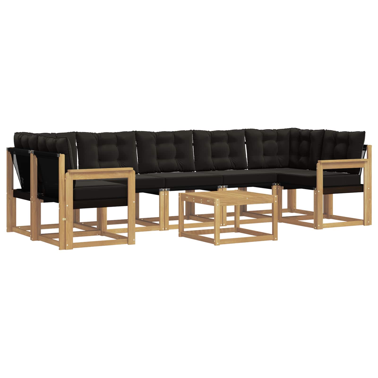 Σειρά Καναπέ Εξωτερικού με μαξιλάρι 8 pcs Λευκό και Μαύρο - Pakobazaar