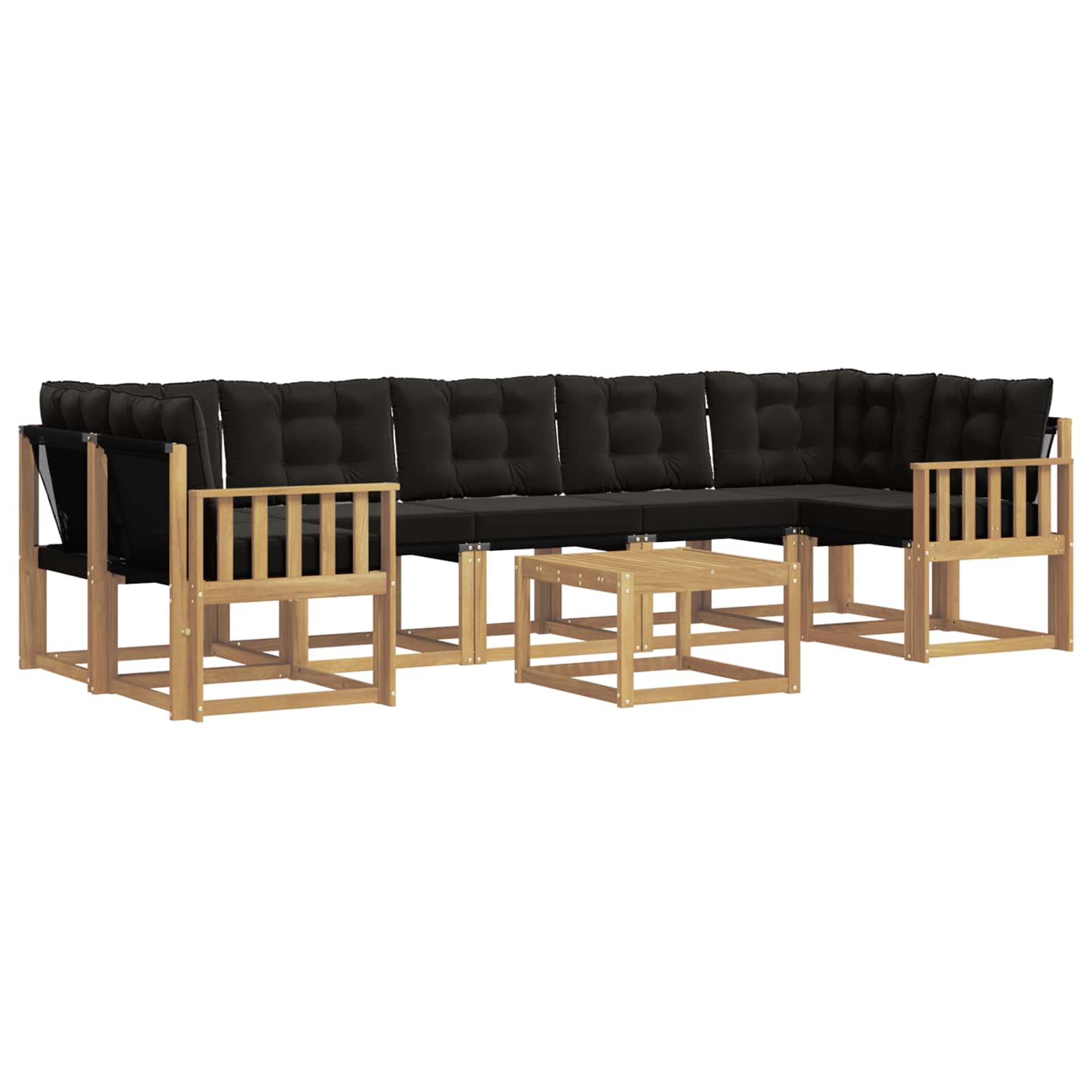 Σειρά Καναπέ Εξωτερικού με μαξιλάρι 8 pcs Λευκό και Μαύρο - Pakobazaar